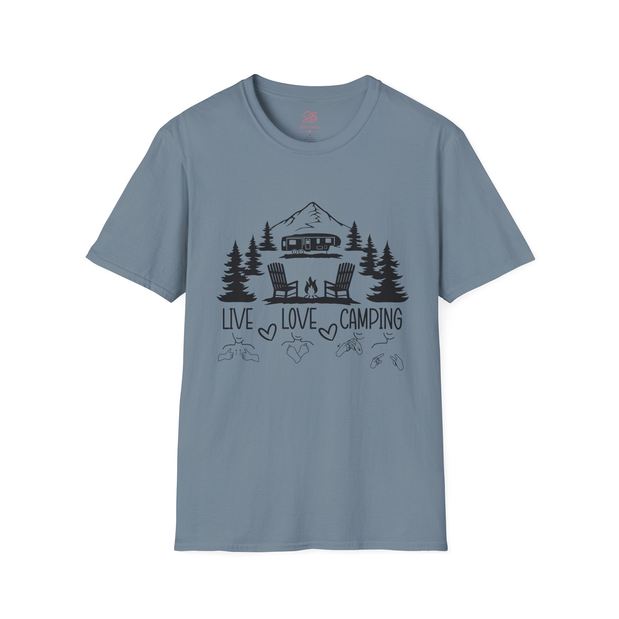 Live Love Camping in ASL (black ink) - T-Shirt