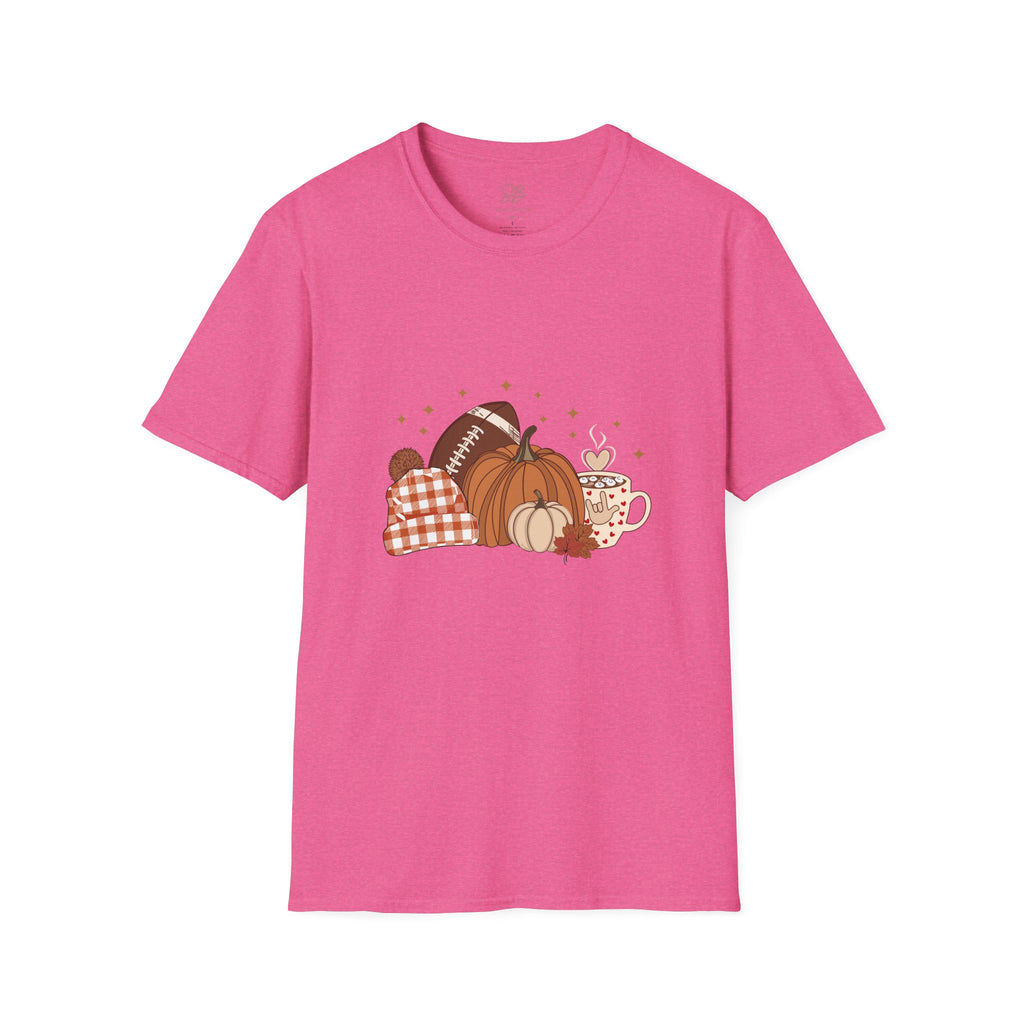 Autumn Football Pumpkins with I Love You American Sign Language, ASL - T-Shirt