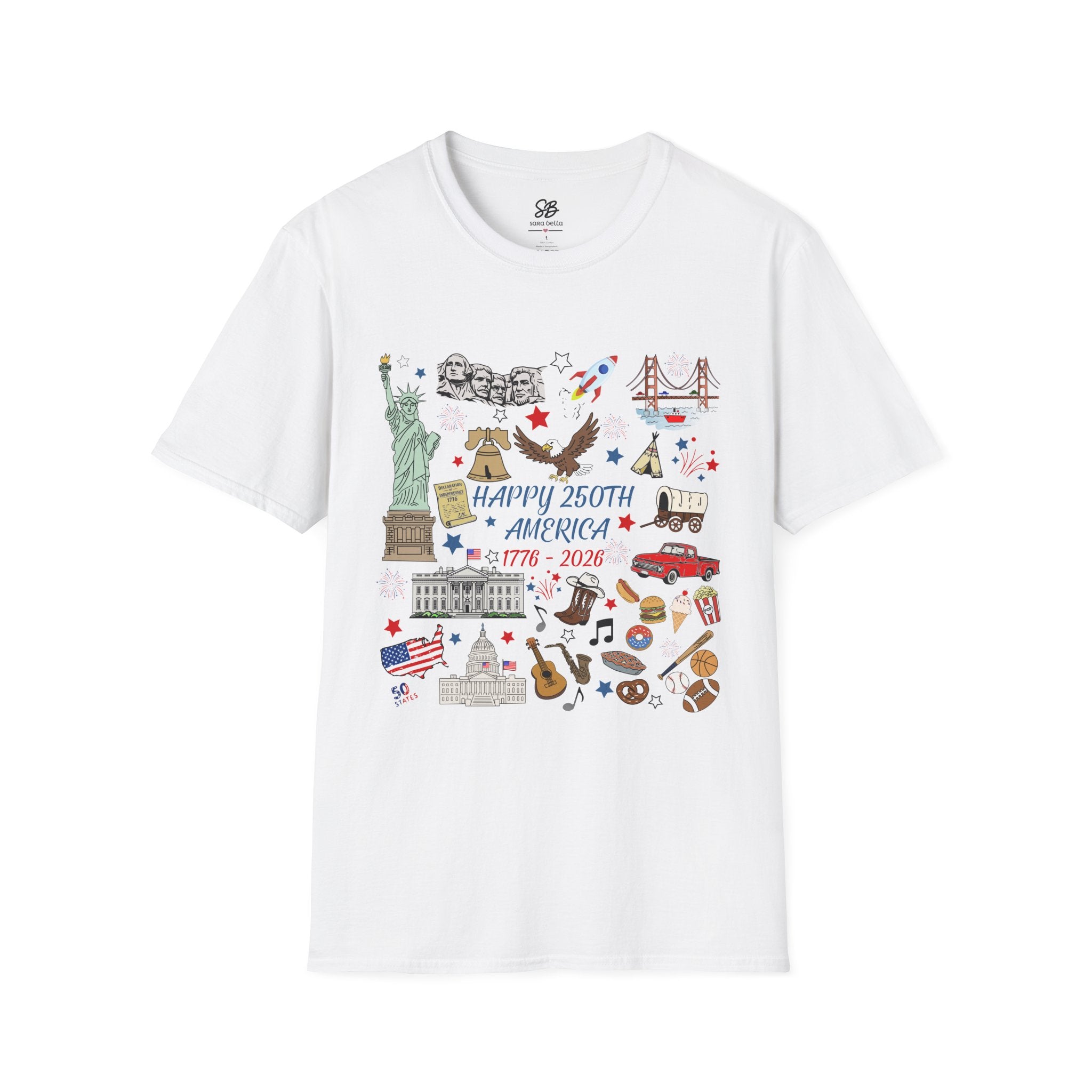 America 250th Anniversary — colored doodles of  Icons Shirt