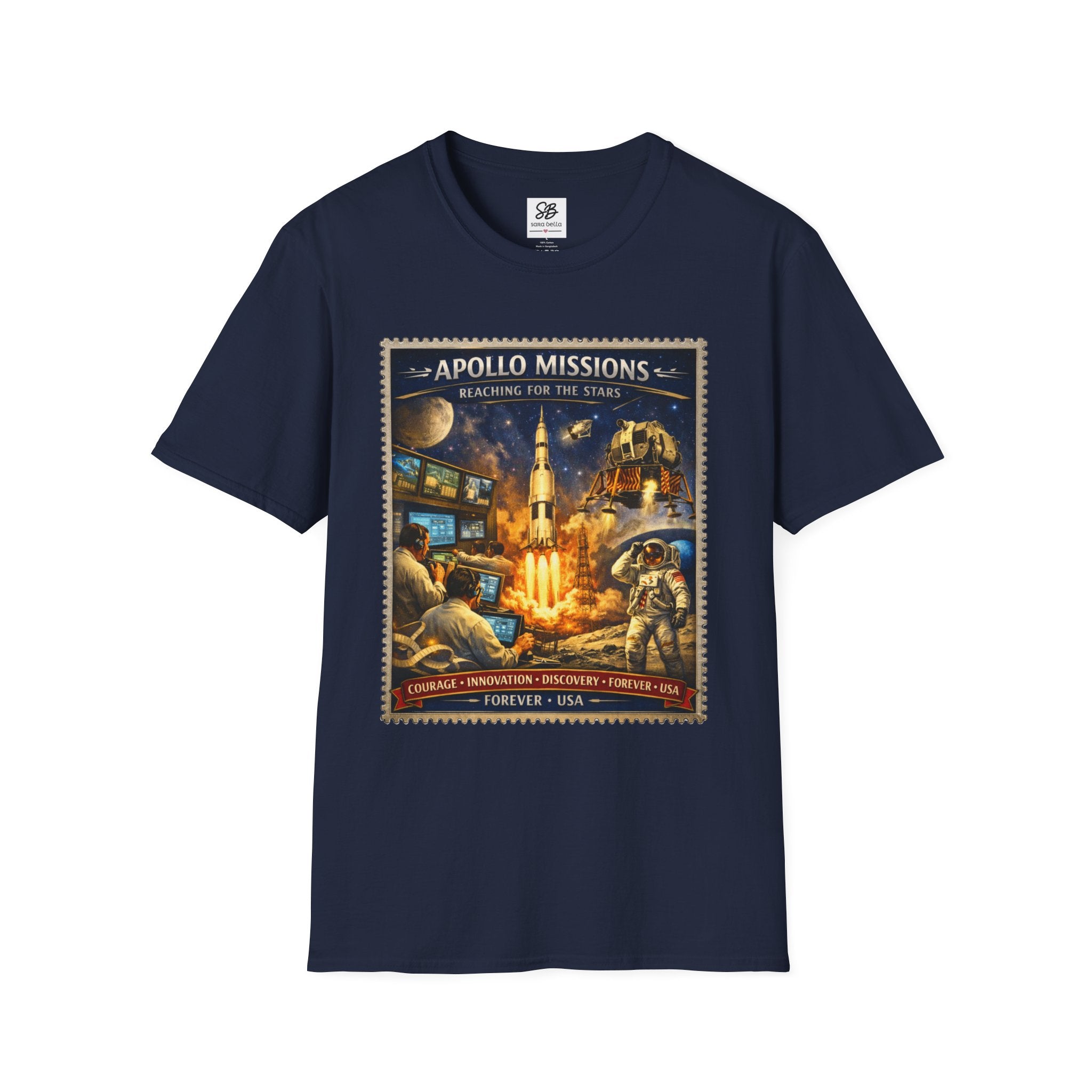 Apollo Missions  'Space Exploration' Vintage Stamp T-Shirt