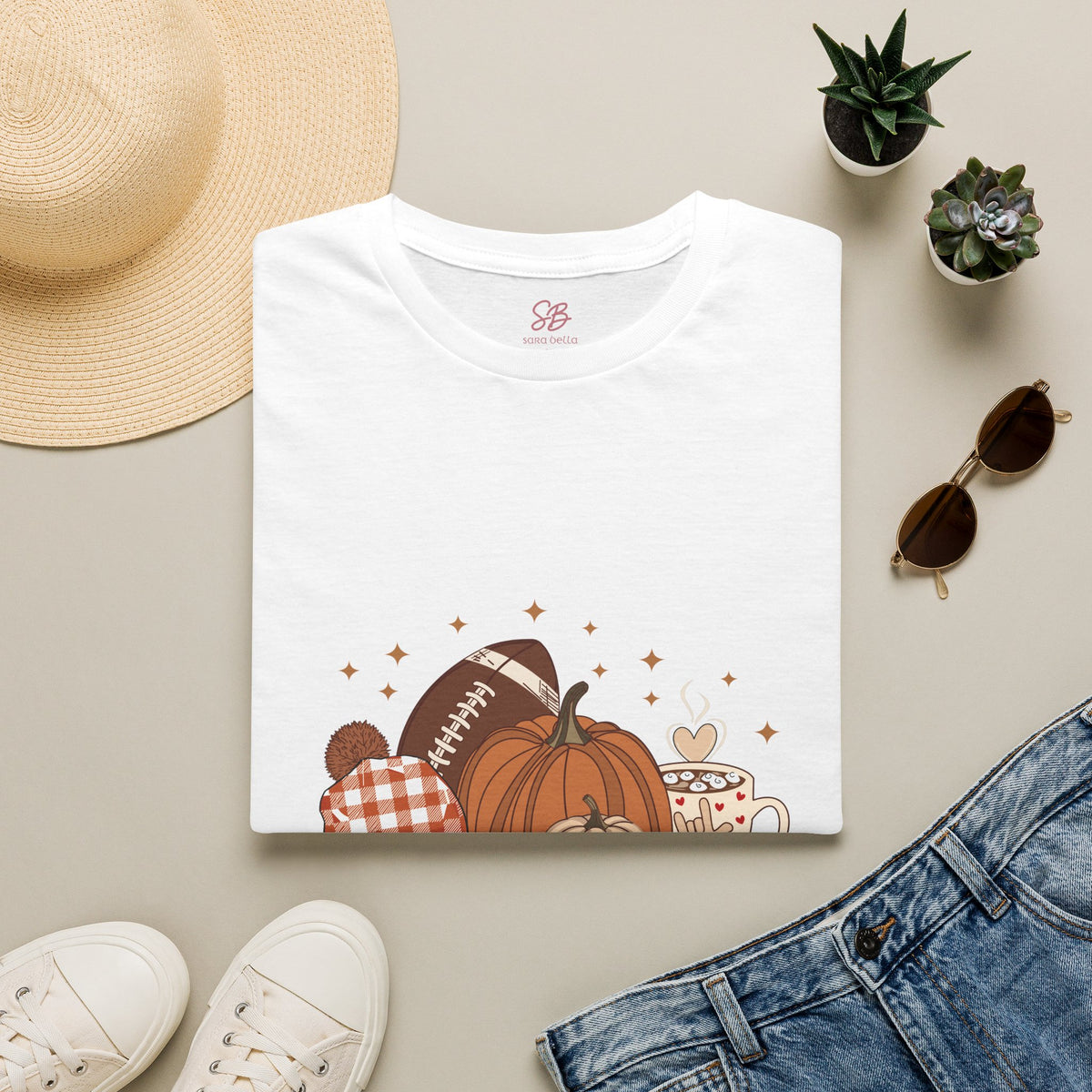 Autumn Football Pumpkins with I Love You American Sign Language, ASL - T-Shirt