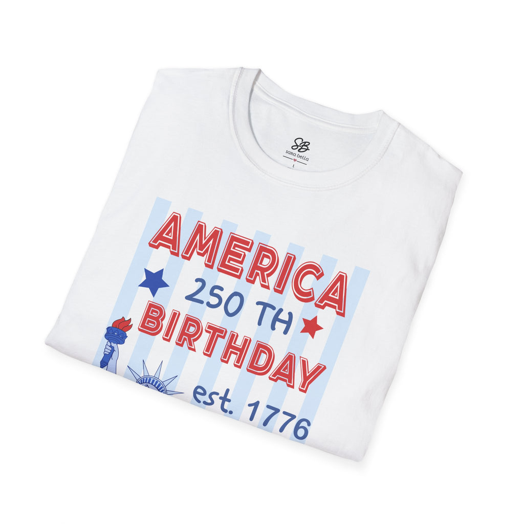"America 250th Birthday Est. 1776" Patriotic Statue of Liberty with I love you America Sign Language Shirt