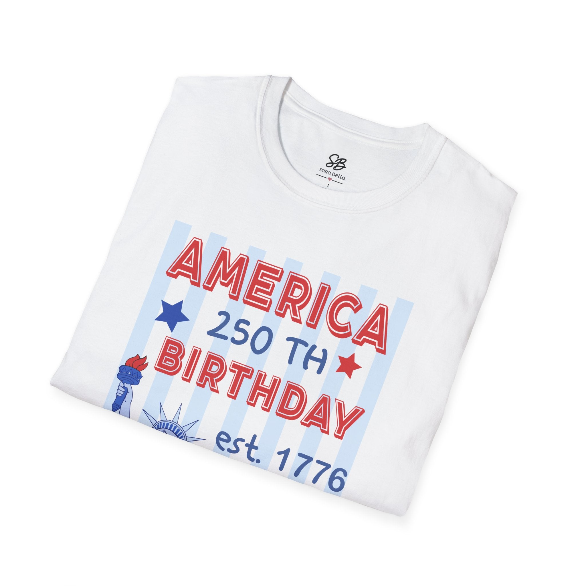 "America 250th Birthday Est. 1776" Patriotic Statue of Liberty with I love you America Sign Language Shirt