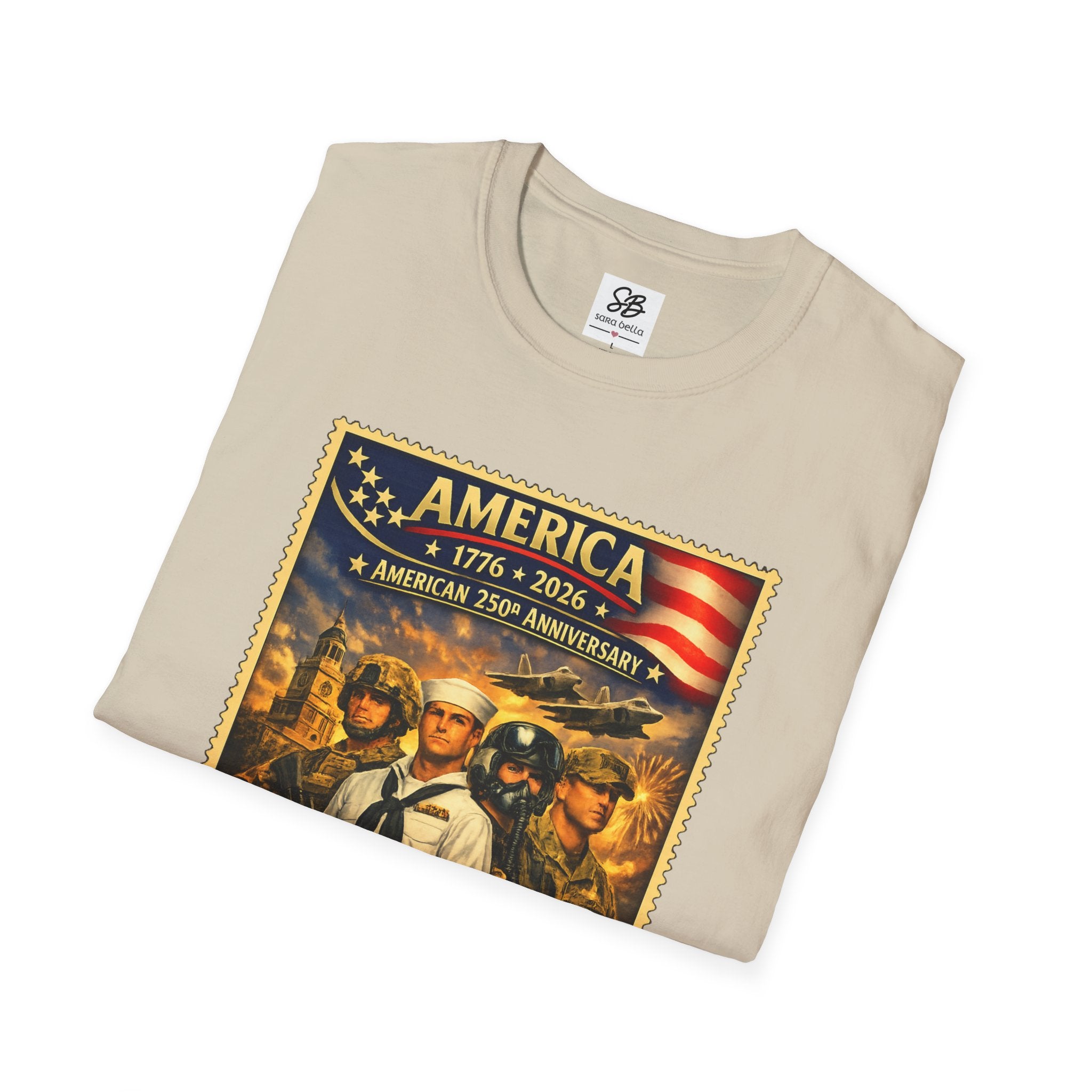 Patriotic America “Honoring Our Armed Forces”  Vintage Stamp T-Shirt