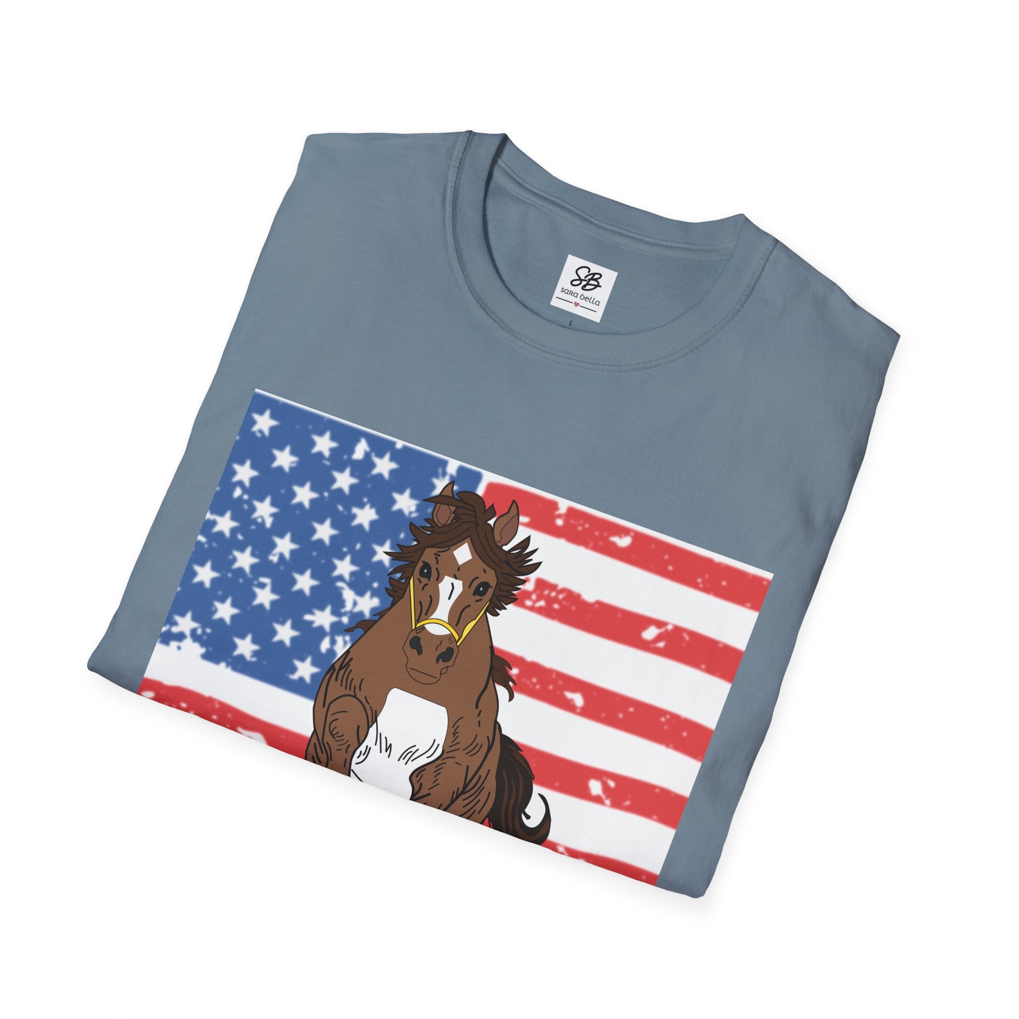 Galloping Horse with American Flag Graphic Shirt