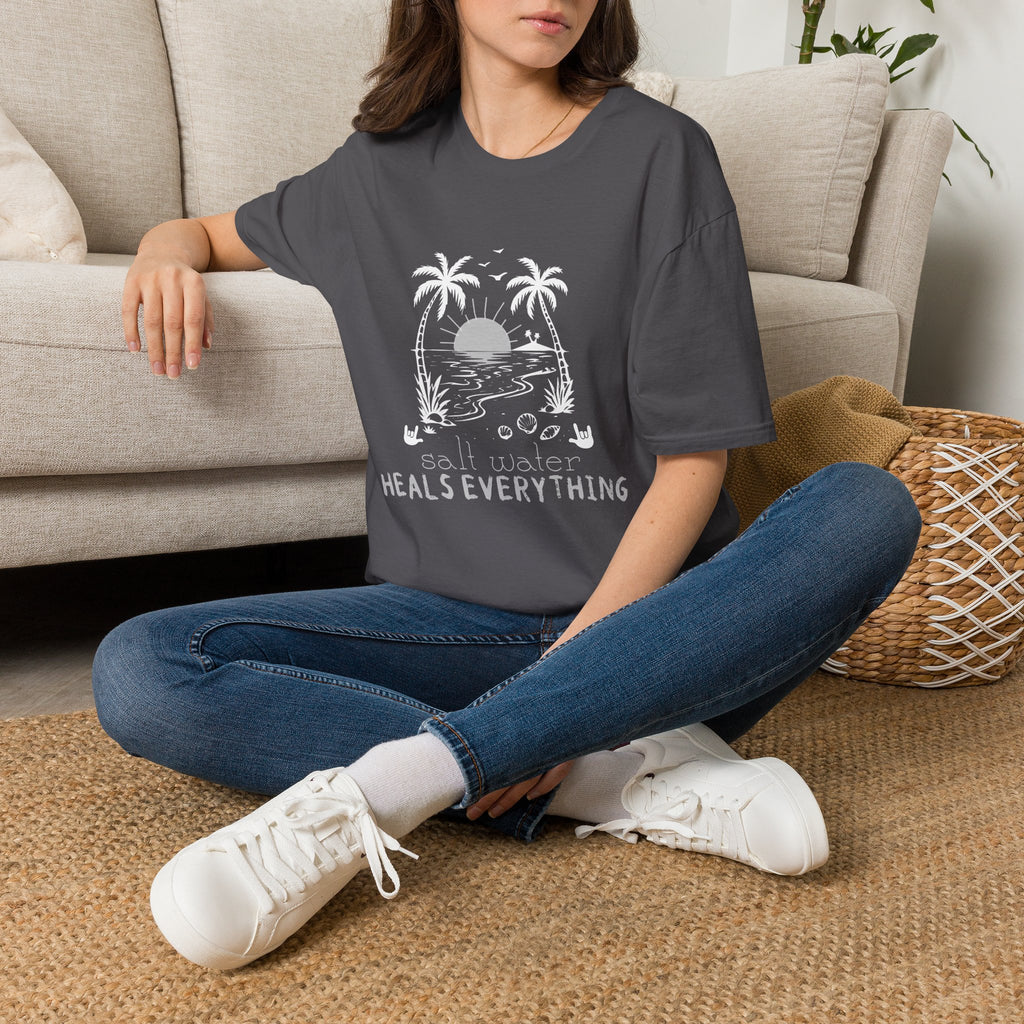 'Salt Water Heals Everything" of  white design -  T-Shirt