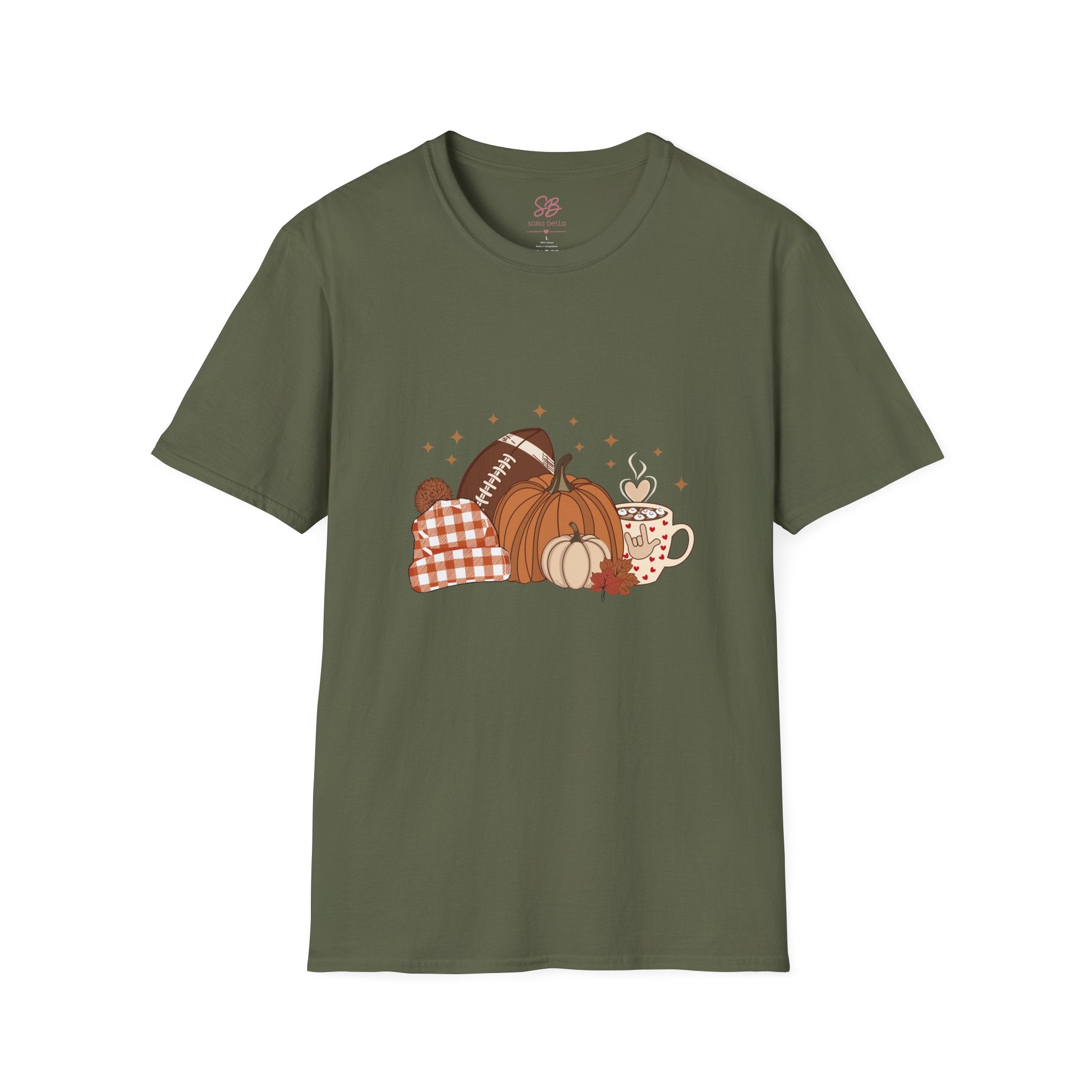 Autumn Football Pumpkins with I Love You American Sign Language, ASL - T-Shirt