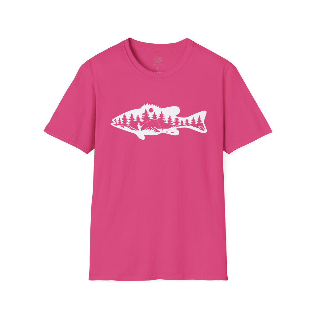 Bass Fisherman Landscape Fishing - T-Shirt