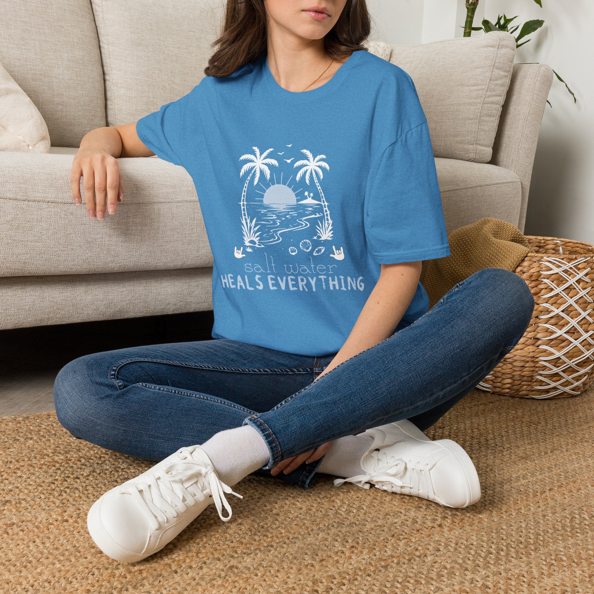 'Salt Water Heals Everything" of  white design -  T-Shirt