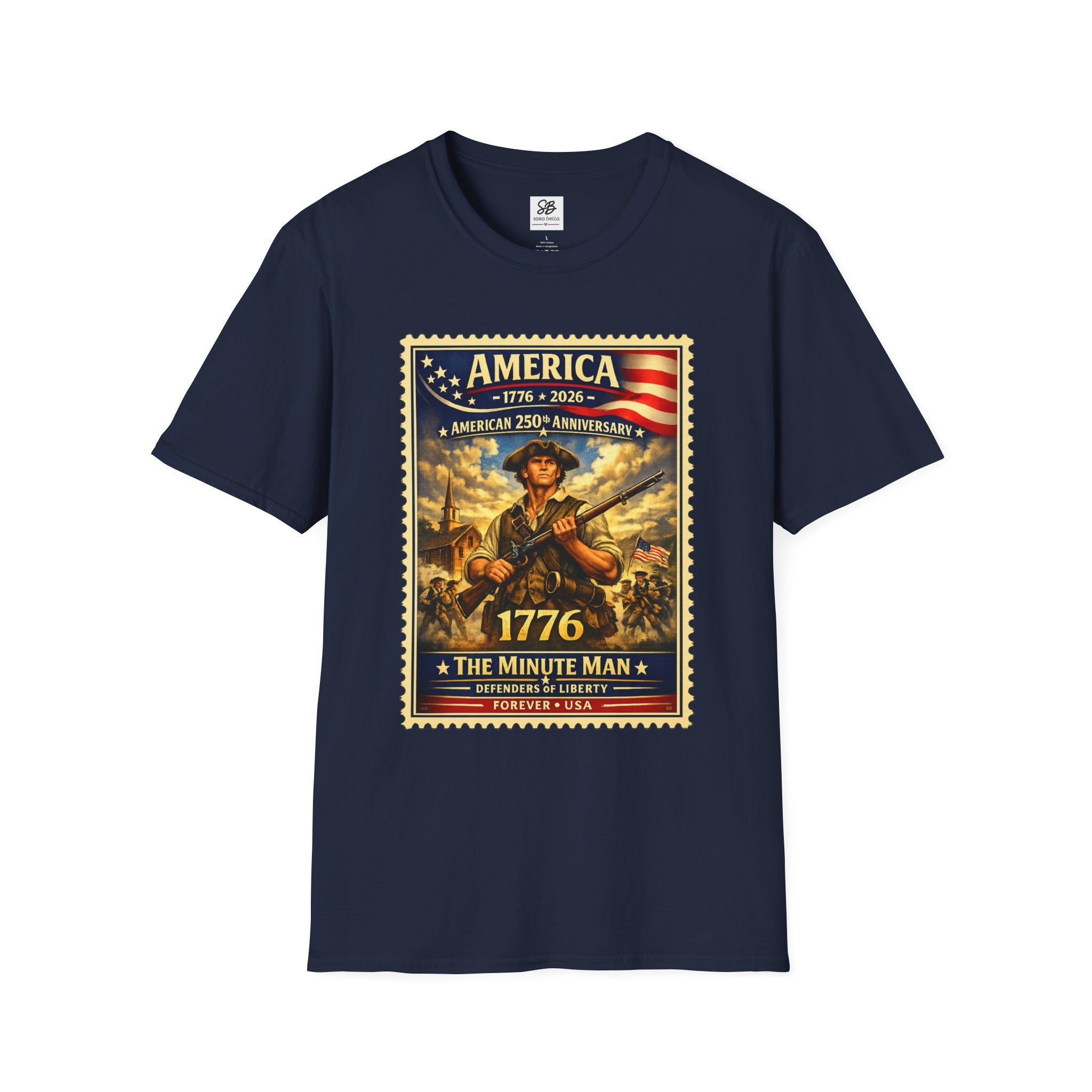 Patriotic Minute Man Vintage Stamp T-Shirt