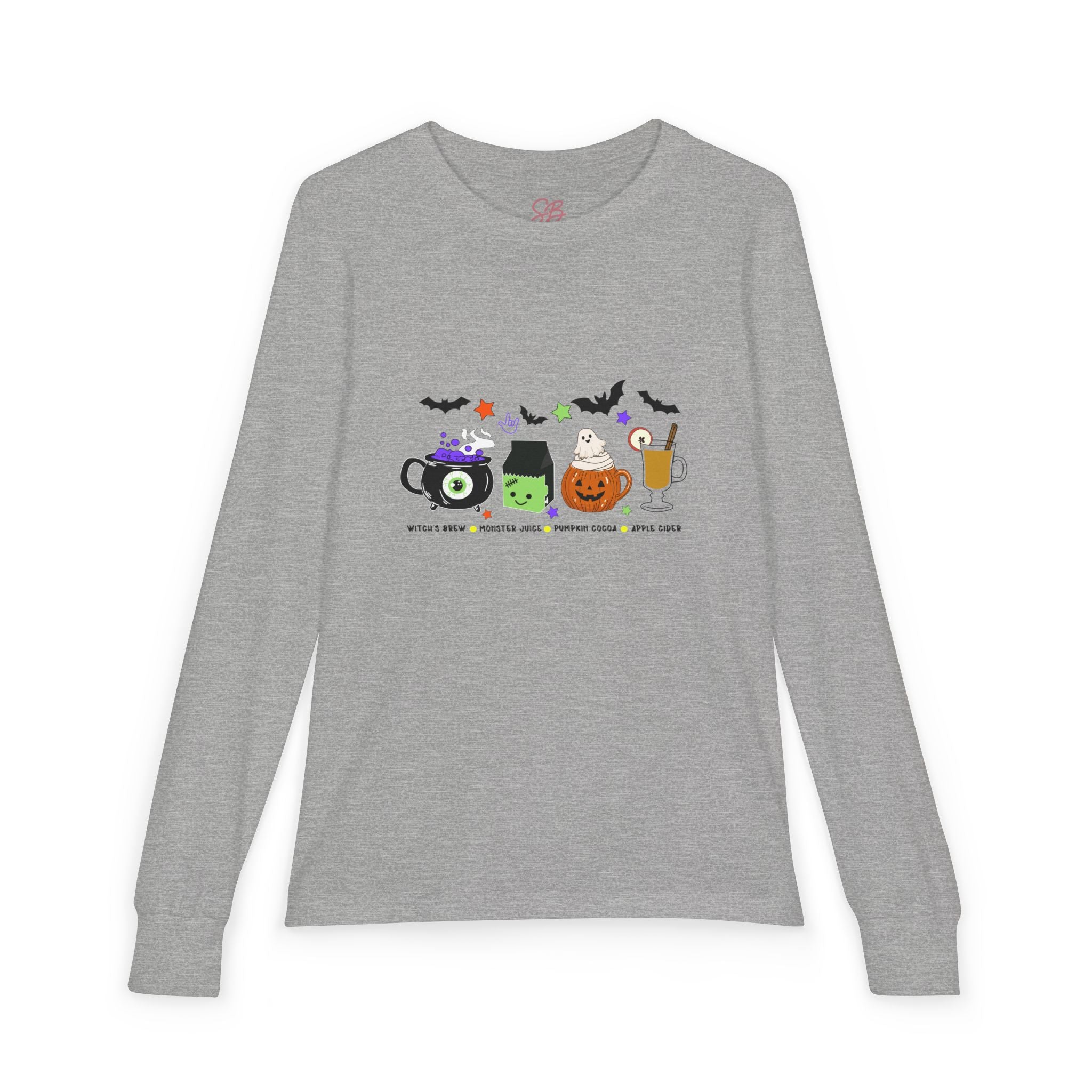 Kids Halloween Drinks Crew of Witch's Brew, Monster Juice, Pumpkin Cocoa, & Apple Cider - Kid Long Sleeve Shirt