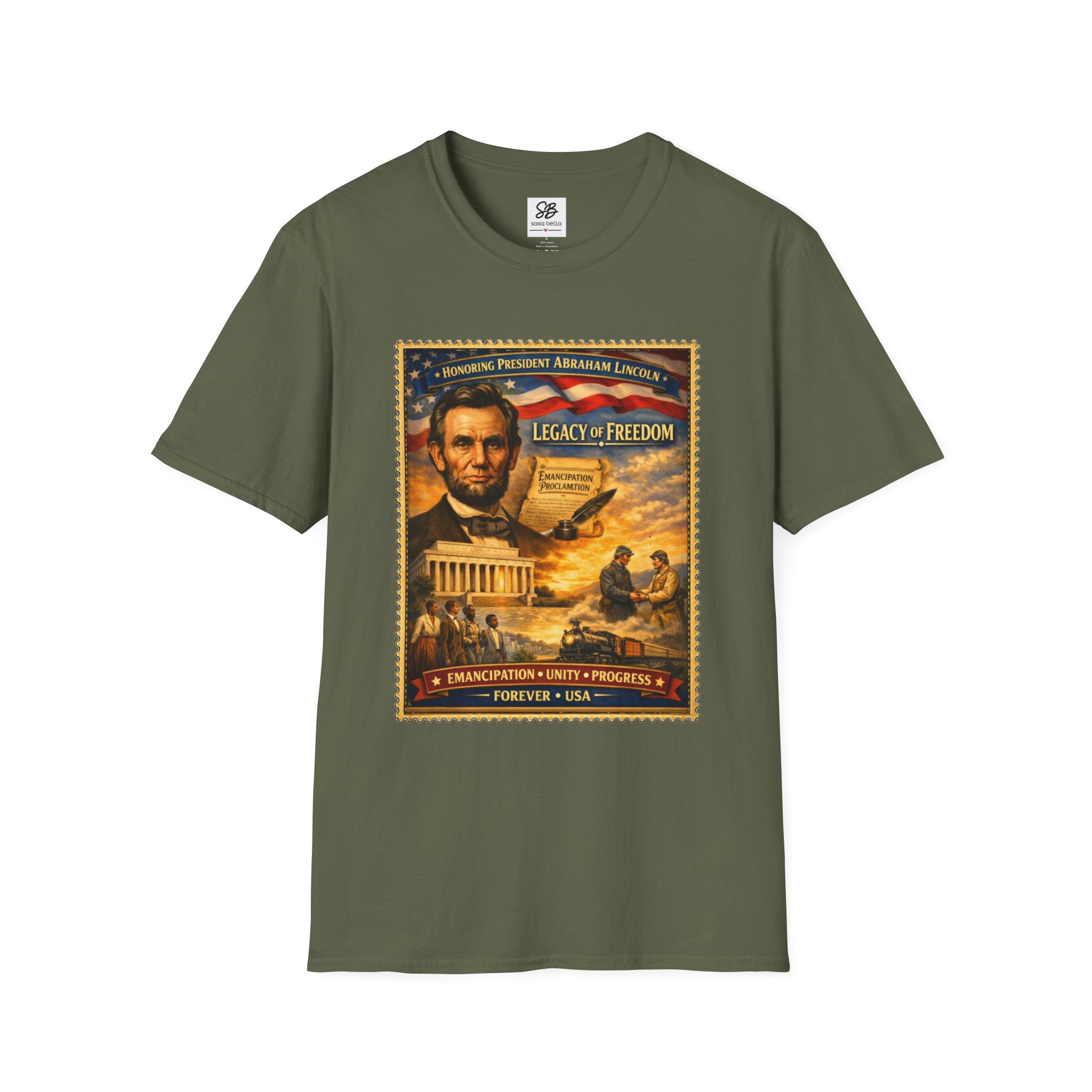 Abraham Lincoln 'Legacy of Freedom'  Vintage Stamp T‑Shirt