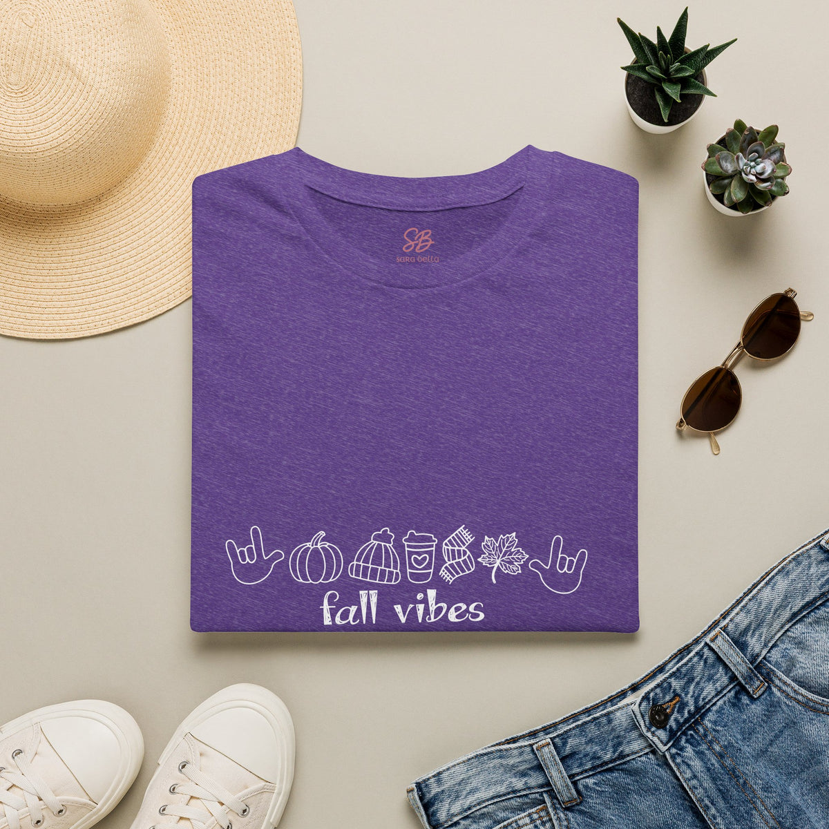 Fall Vibes with I Love you American Sign Language, ASL  - T-Shirt