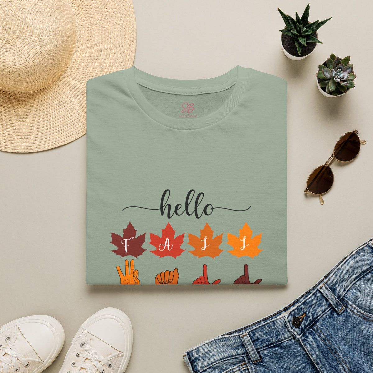 Hello Fall Fingerspelling American Sign Language, ASL -  T-Shirt