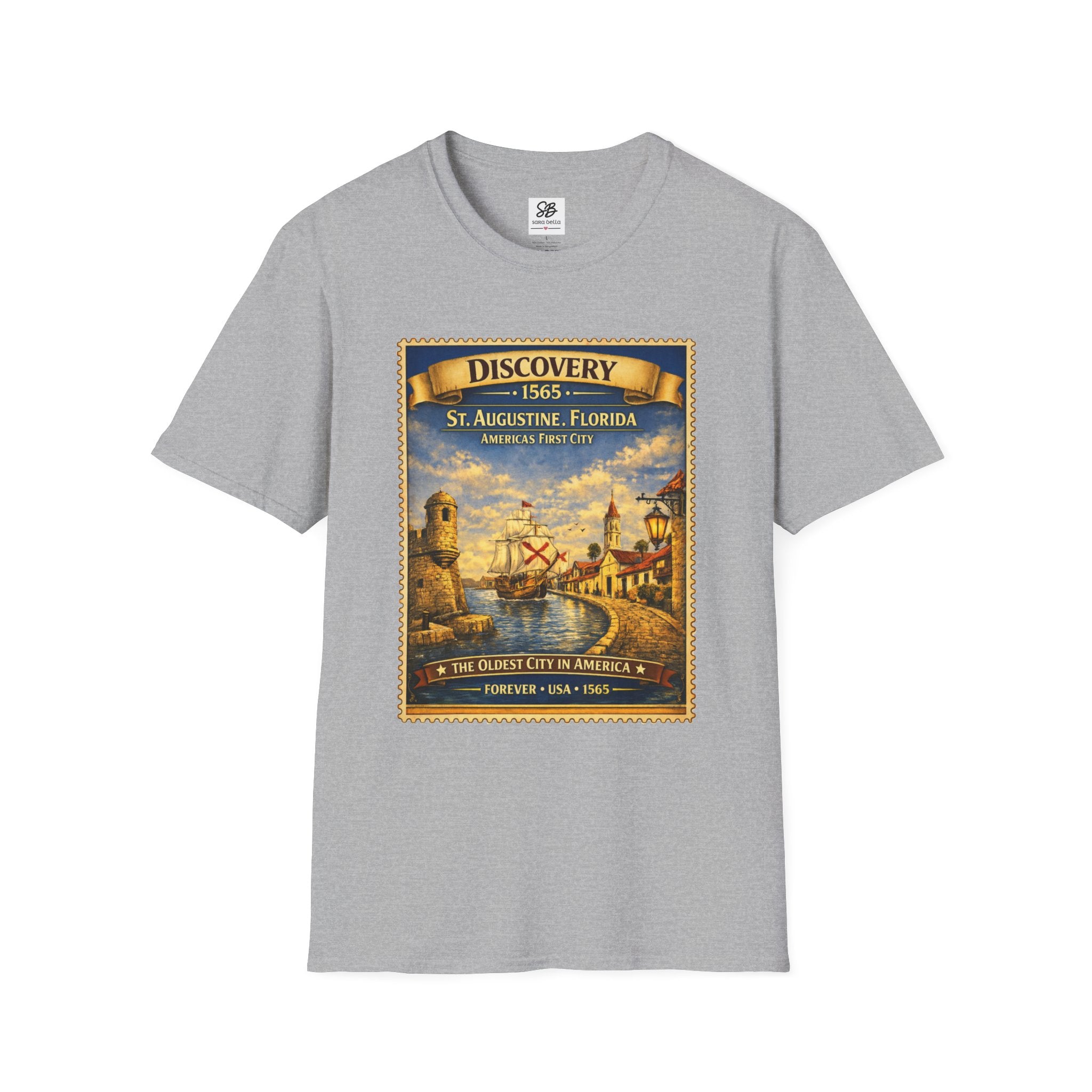 St. Augustine Discovery The Oldest City in America  1565 Vintage Stamp T-Shirt