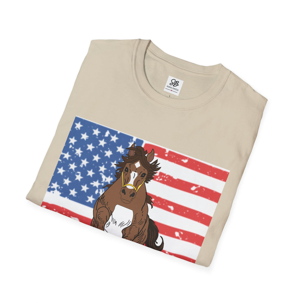 Galloping Horse with American Flag Graphic Shirt