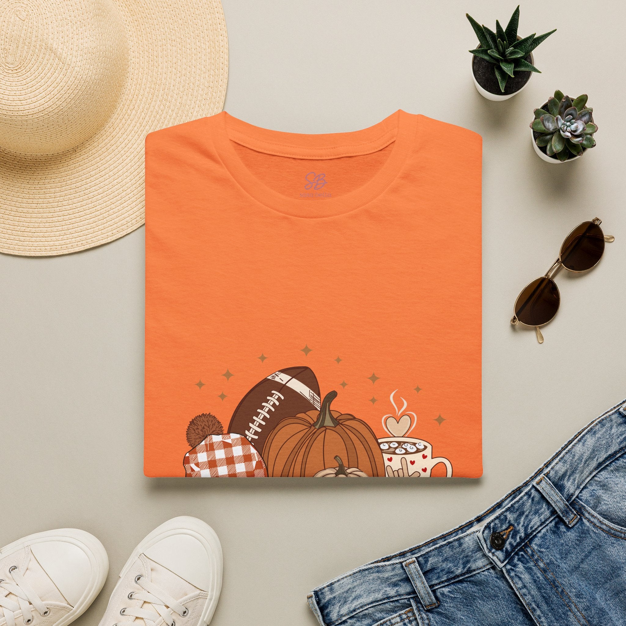 Autumn Football Pumpkins with I Love You American Sign Language, ASL - T-Shirt