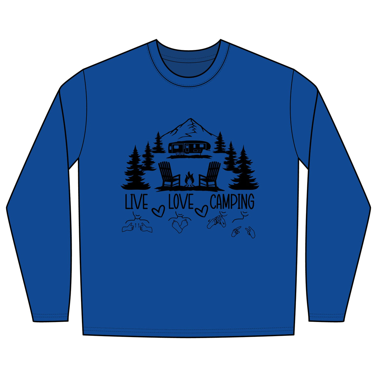 Live Love Camping in ASL (black ink) - Long Sleeve Shirt