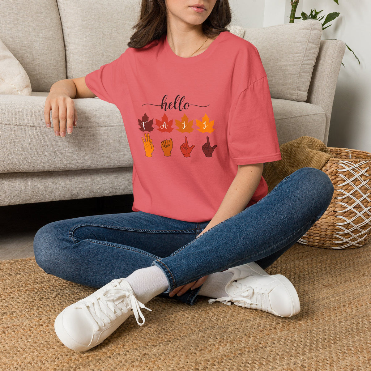 Hello Fall Fingerspelling American Sign Language, ASL -  T-Shirt