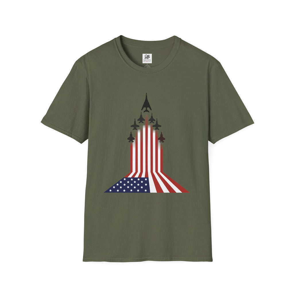 Patriotic American Flag Fighter Jets Design Shirt