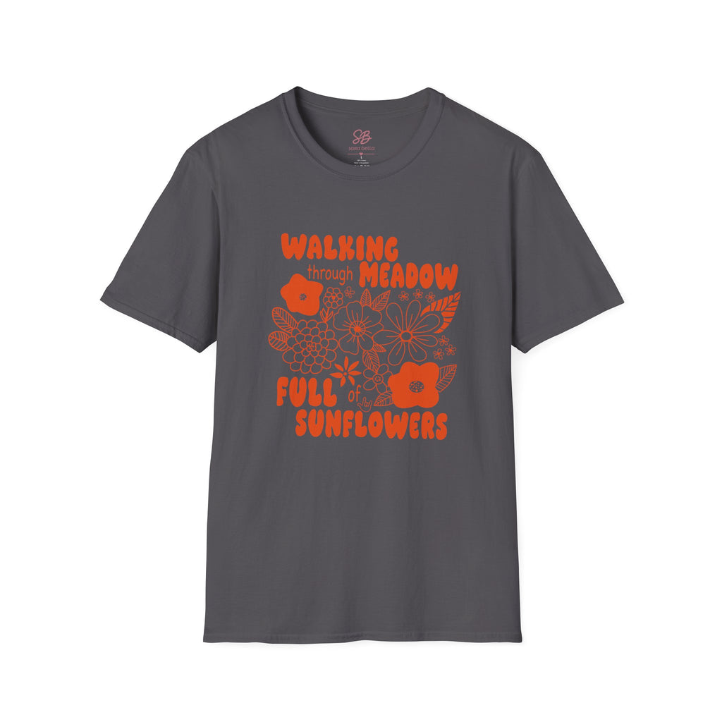 Walking Through Meadow Sunflowers - T-Shirt