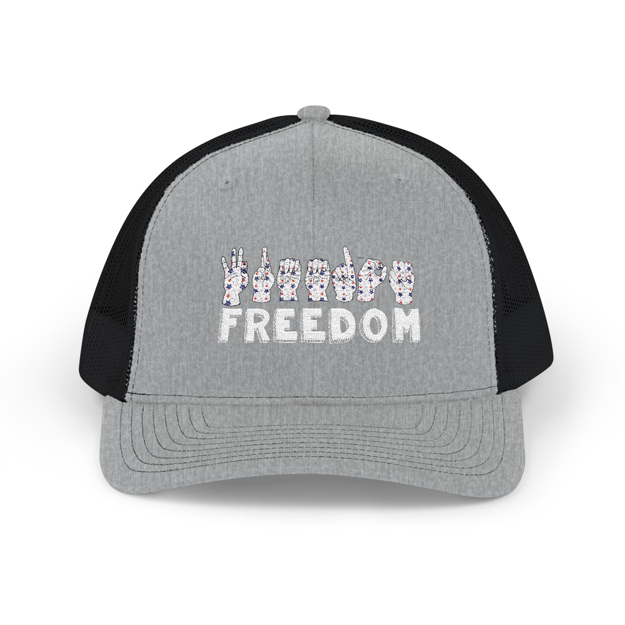 Freedom fingers-spelled ASL (America Sign Language) Embroidery - Trucker Cap Snapback