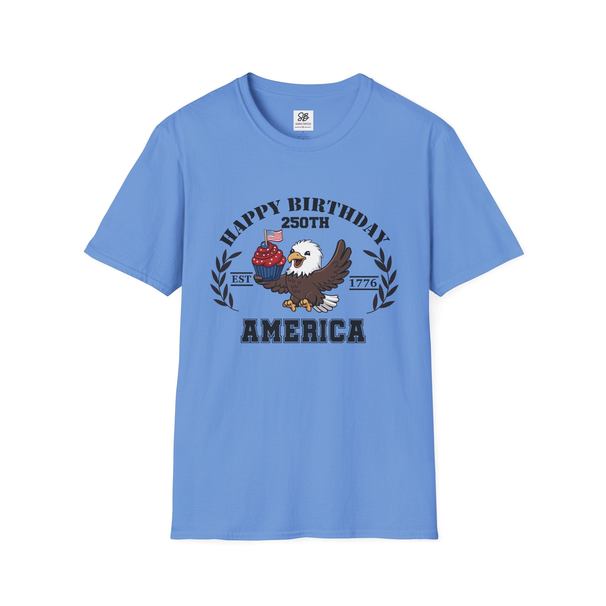 "Happy Birthday 250th America" Baby Eagle with cupcake Patriotic Shirt