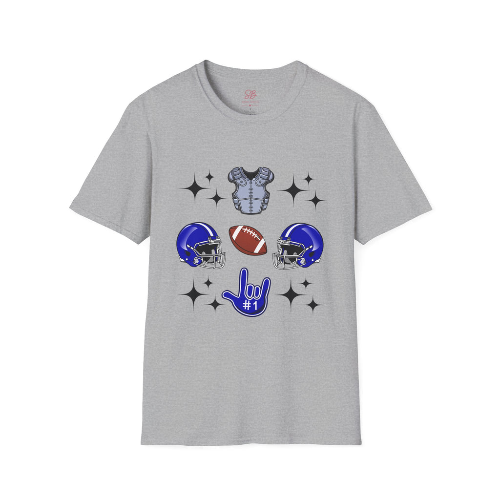 Football Gears Tic-Tac-Toe with I love you ASL American Sign Language -  T-Shirt
