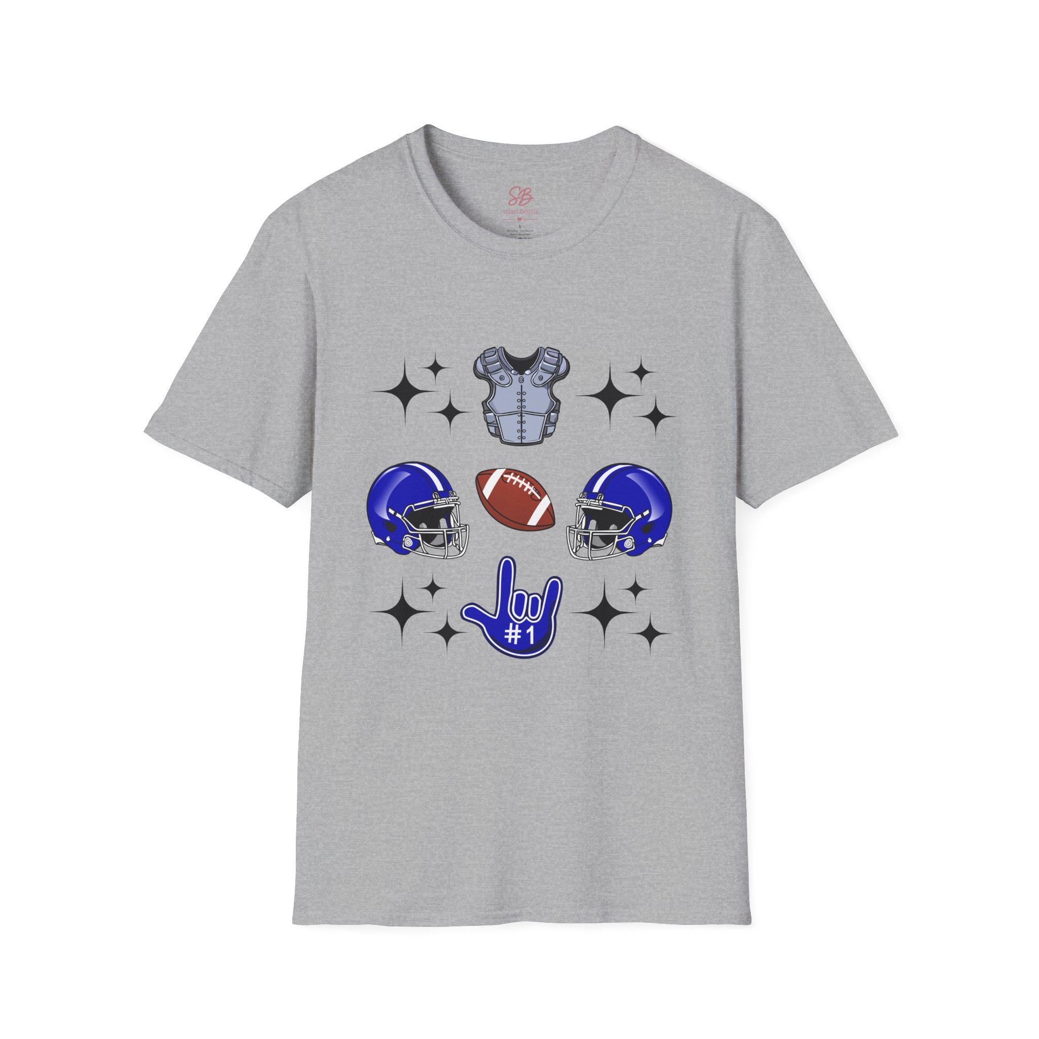 Football Gears Tic-Tac-Toe with I love you ASL American Sign Language -  T-Shirt