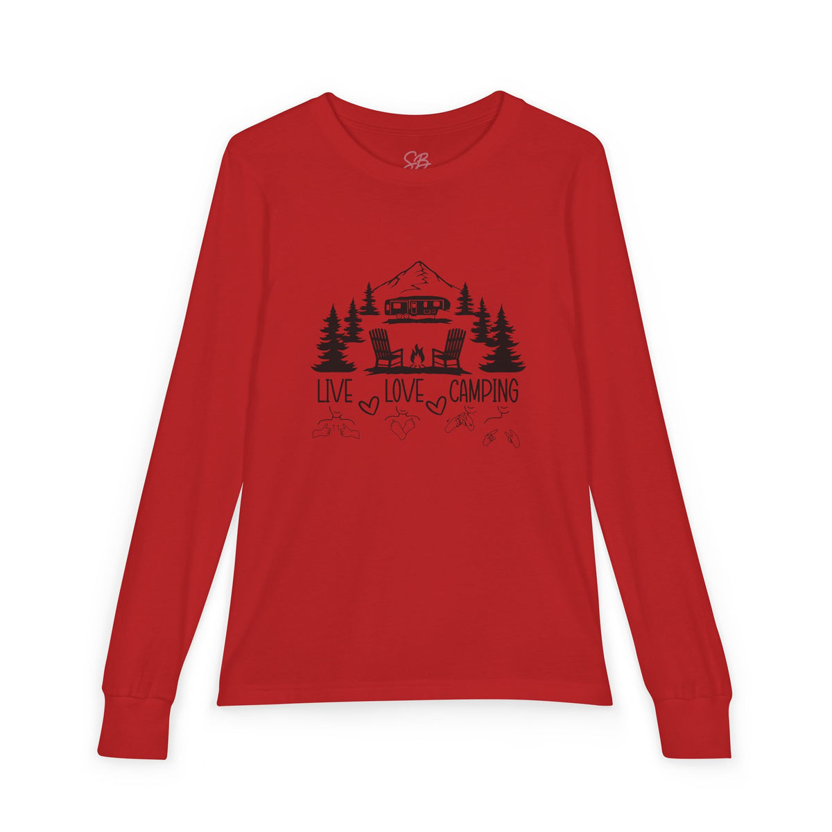 Live, Love, Camping in ASL (black ink) - Kid Long Sleeve Shirt