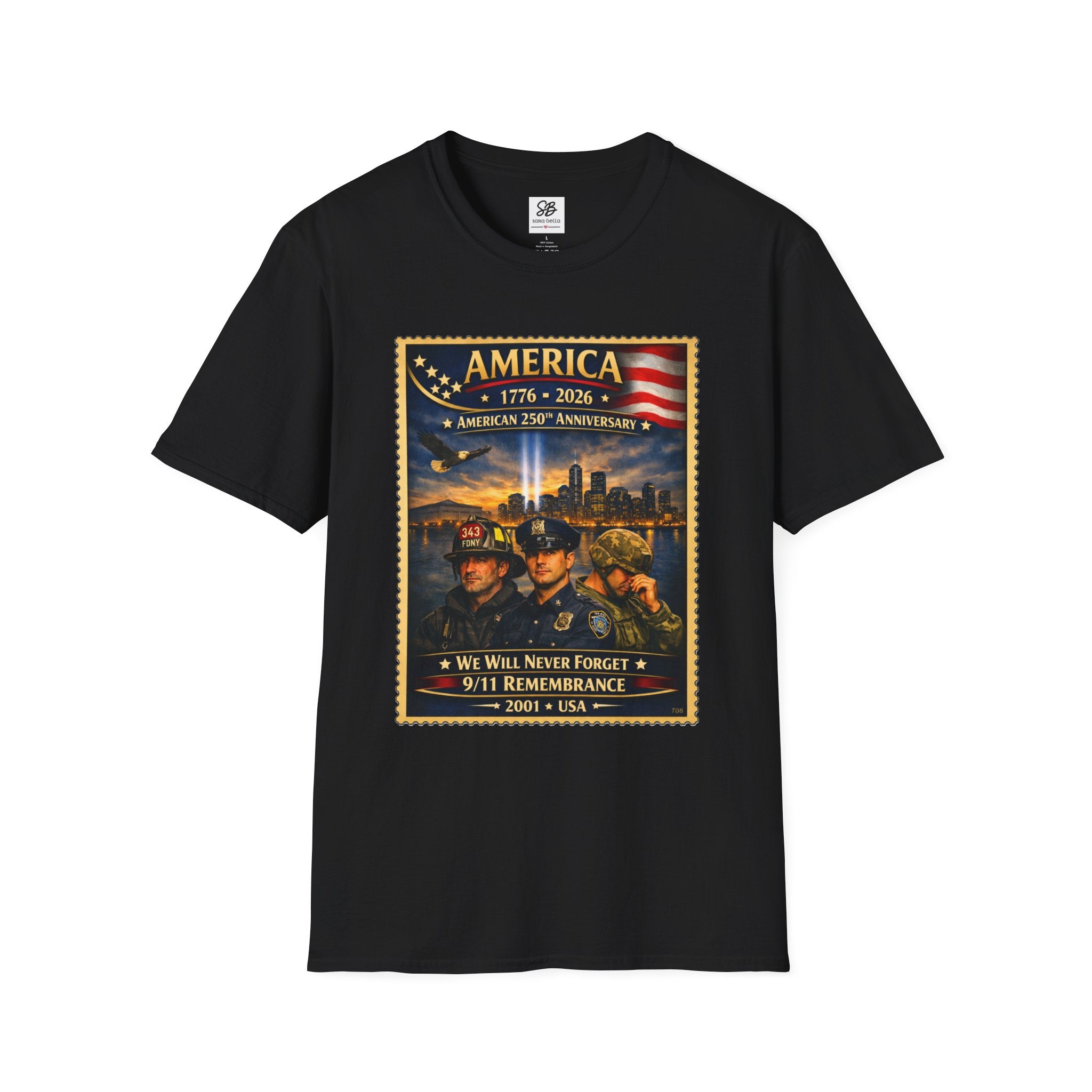 9/11 Remembrance"We Will Never Forget" Vintage Stamp T-Shirt