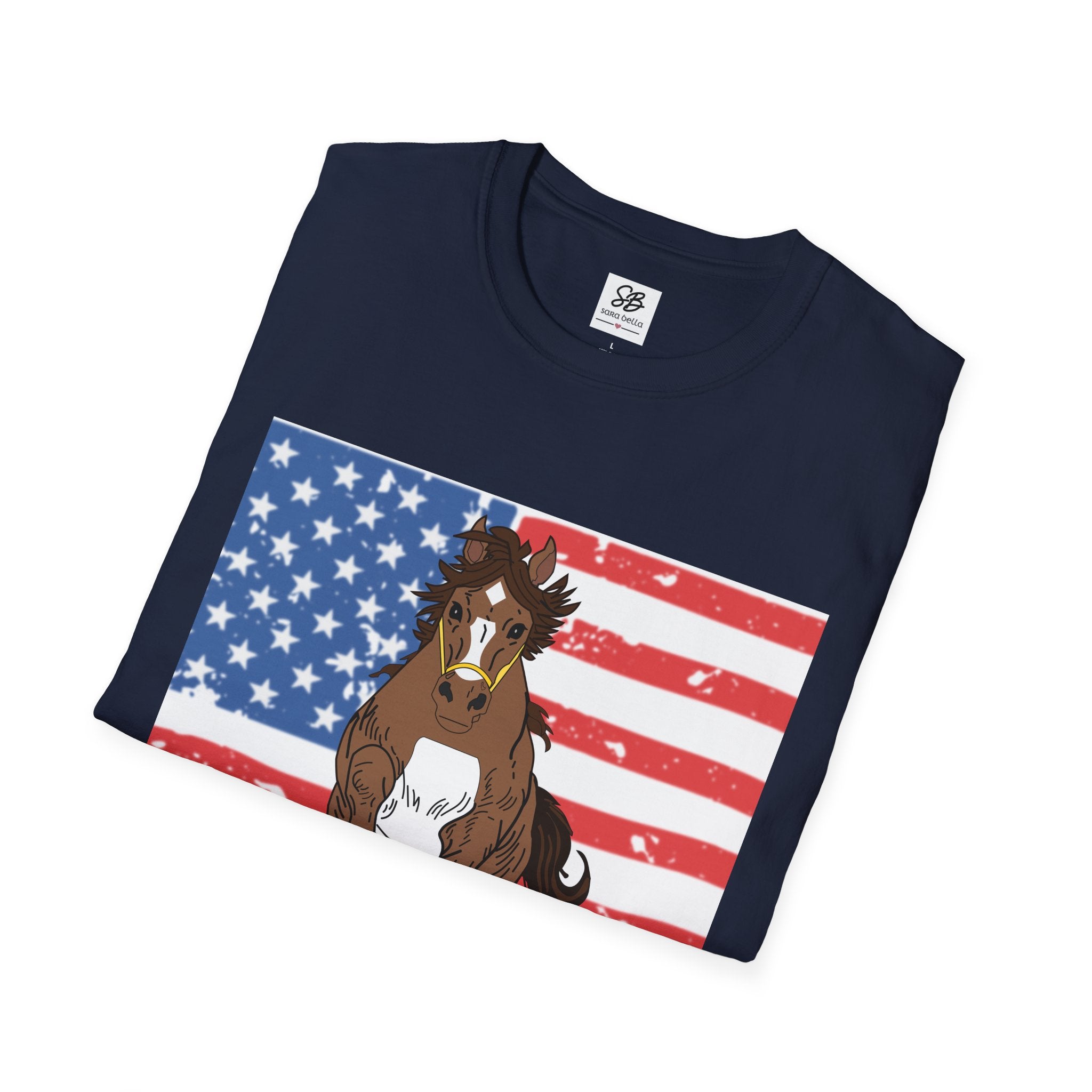Galloping Horse with American Flag Graphic Shirt