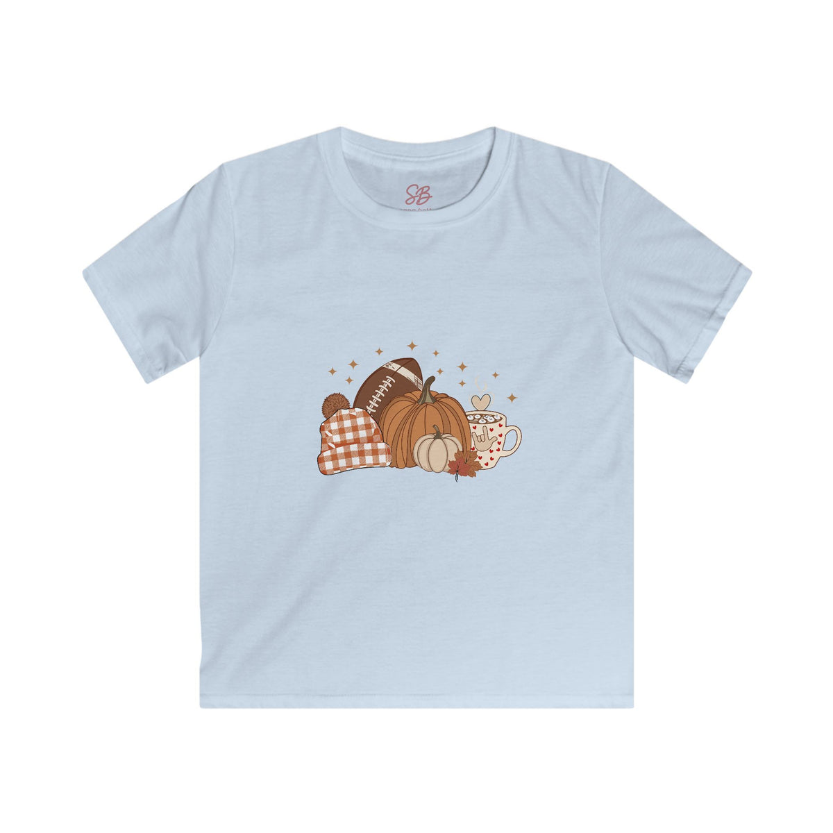 Autumn Football Pumpkin with I Love You American Sign Language, ASL - Kid T-Shirt