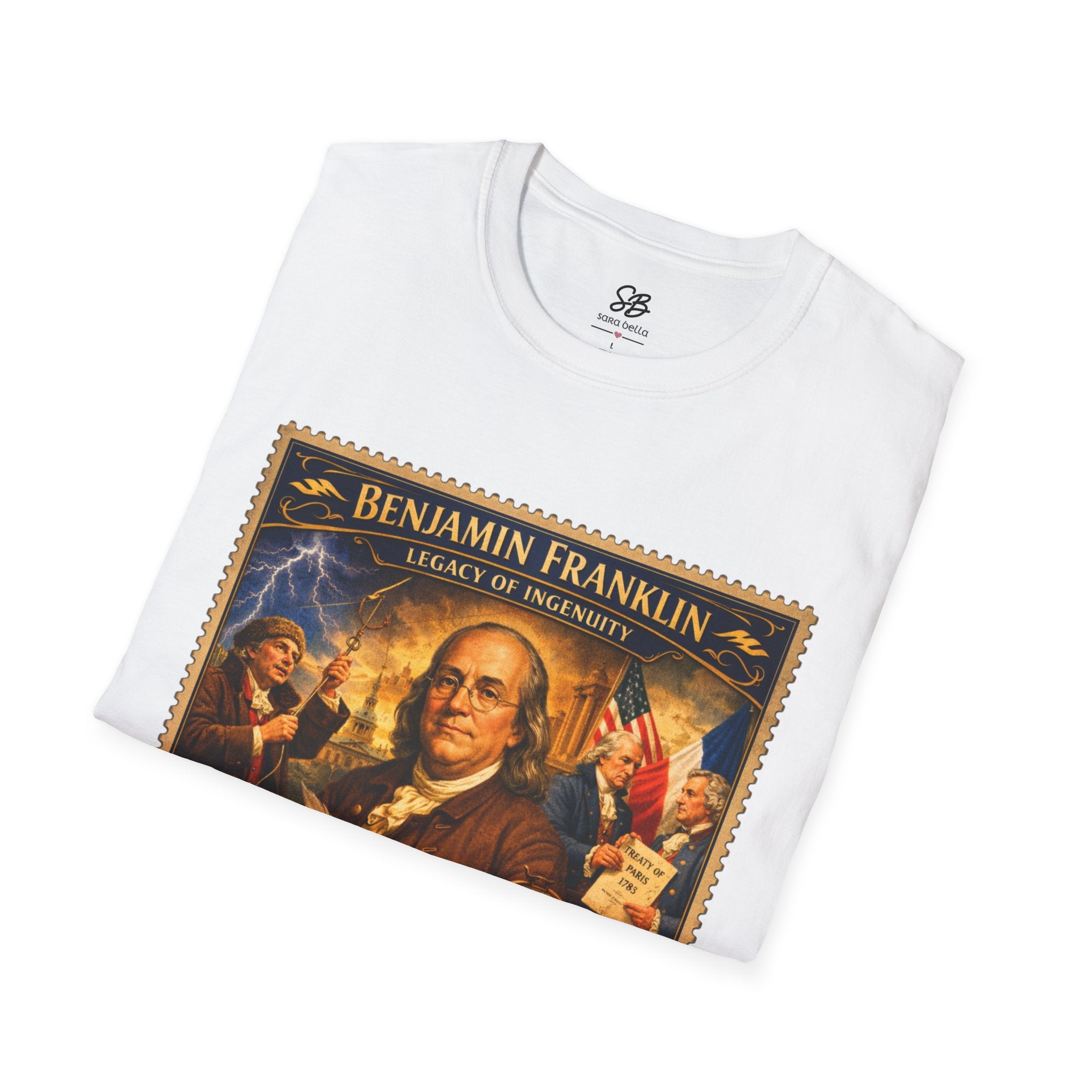 Benjamin Franklin "Founding Father Tribute' Vintage Stamp T Shirt