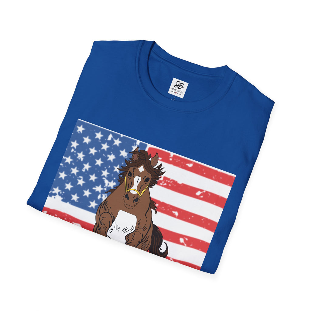 Galloping Horse with American Flag Graphic Shirt
