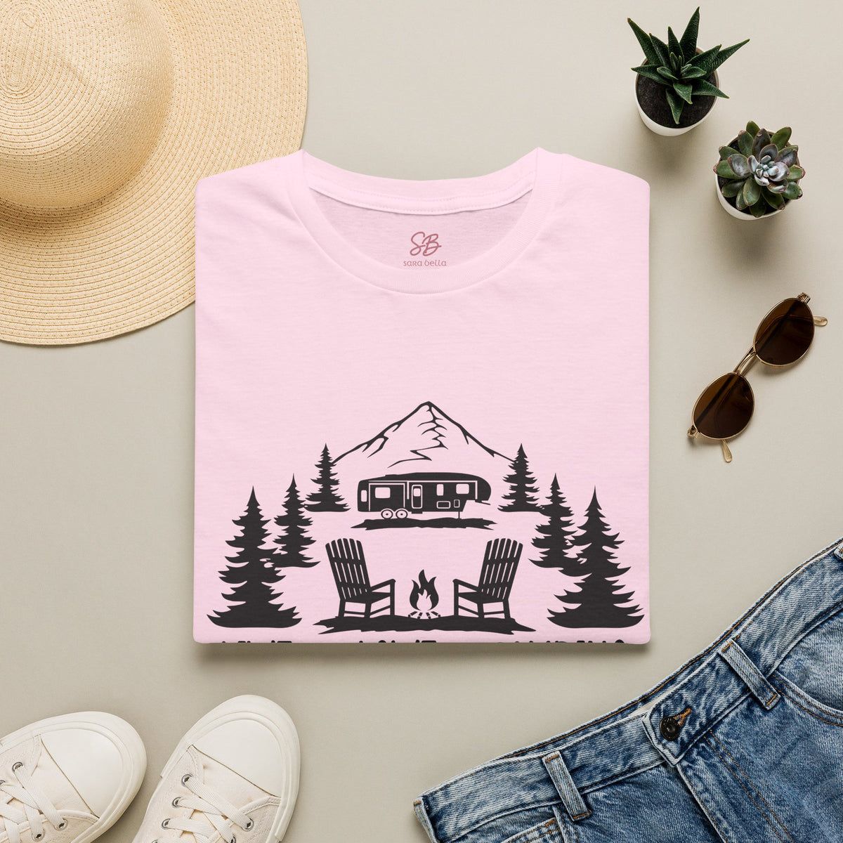Live Love Camping in ASL (black ink) - T-Shirt