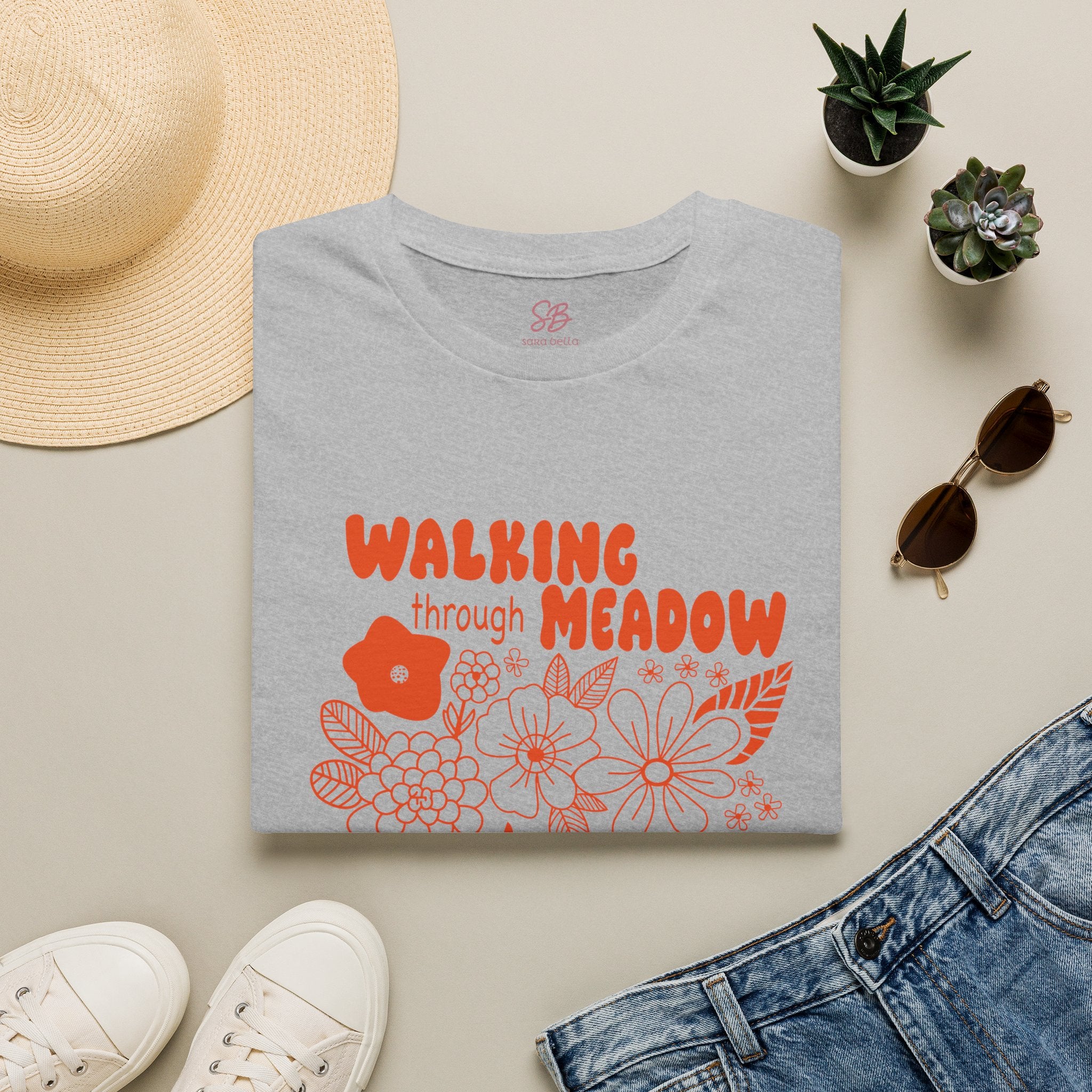 Walking Through Meadow Sunflowers - T-Shirt