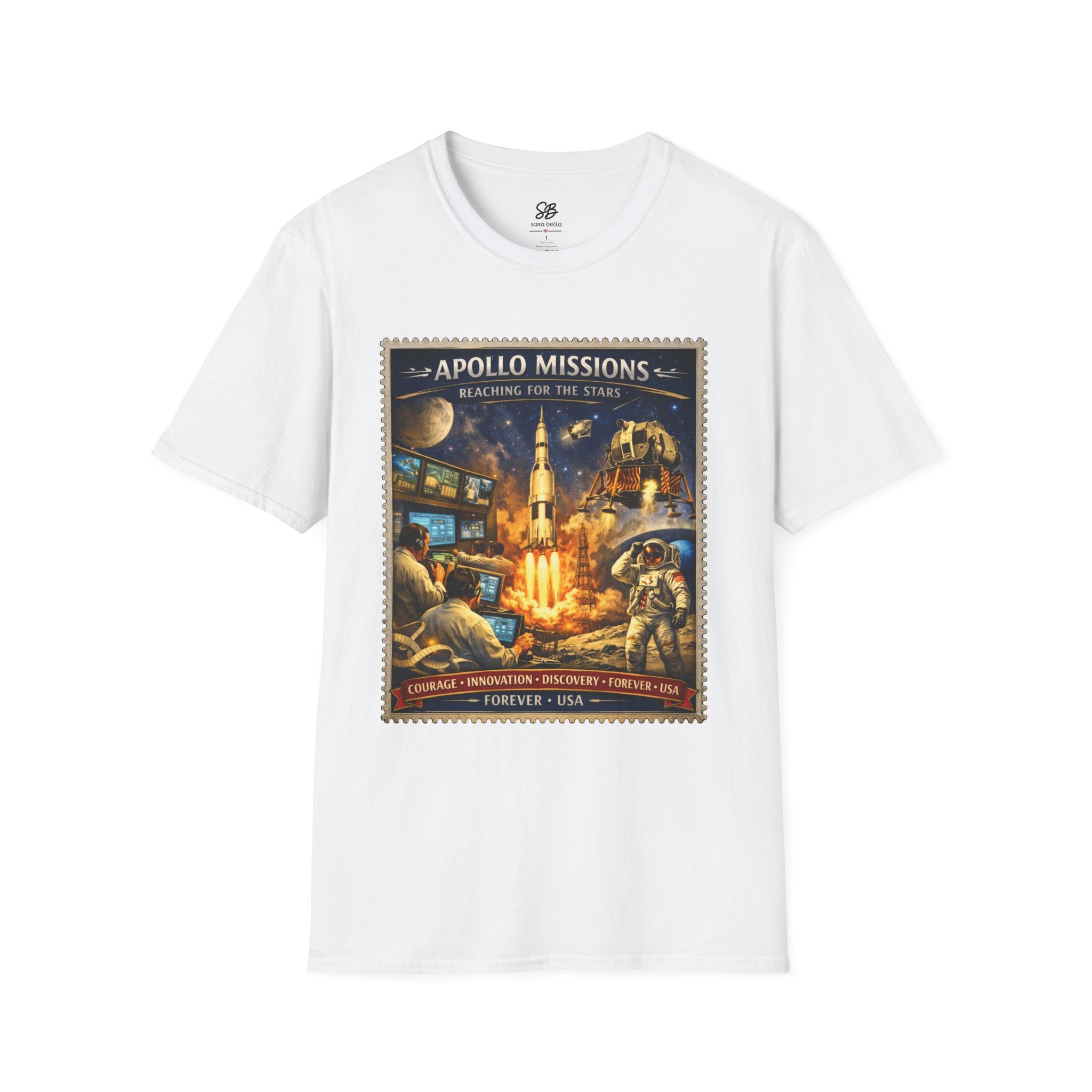 Apollo Missions  'Space Exploration' Vintage Stamp T-Shirt