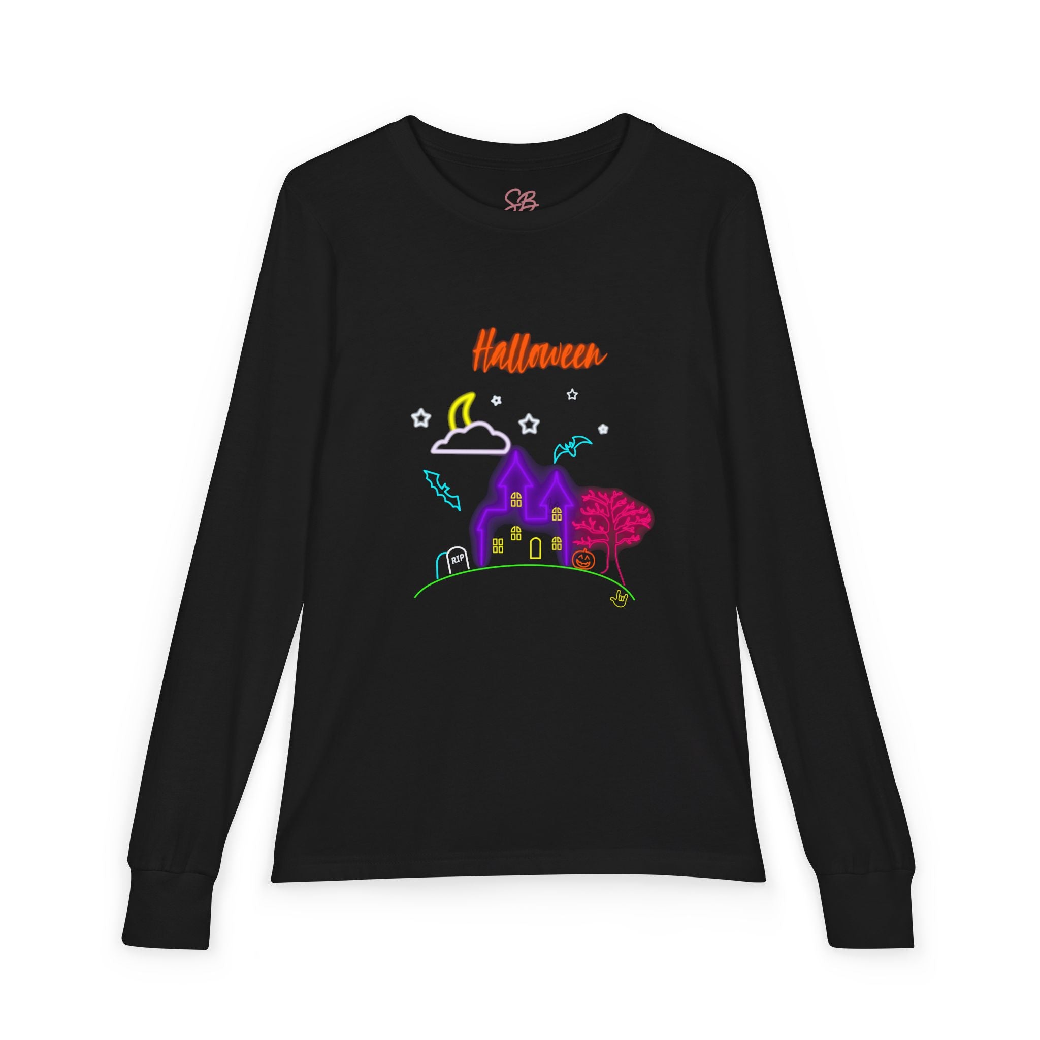 Neon Halloween Haunted House - Kid Long Sleeve Shirt