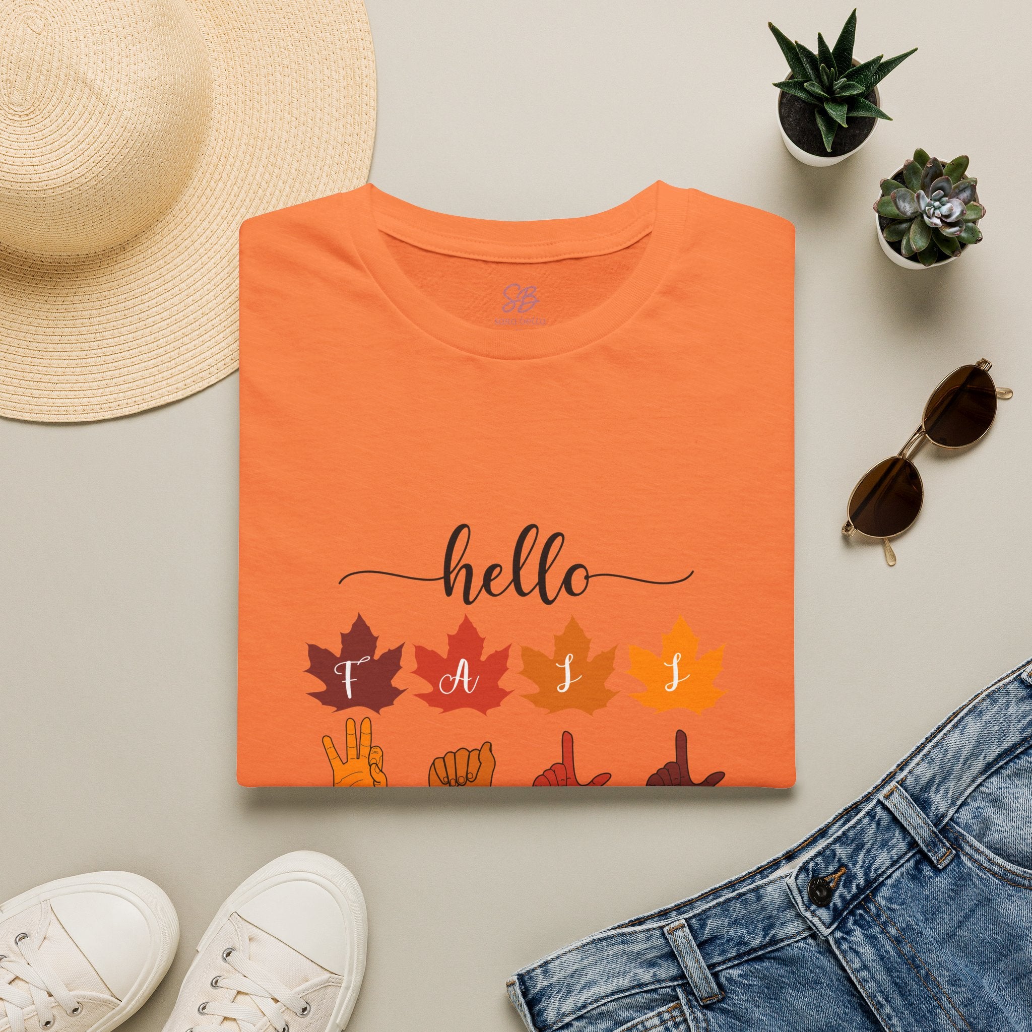 Hello Fall Fingerspelling American Sign Language, ASL -  T-Shirt
