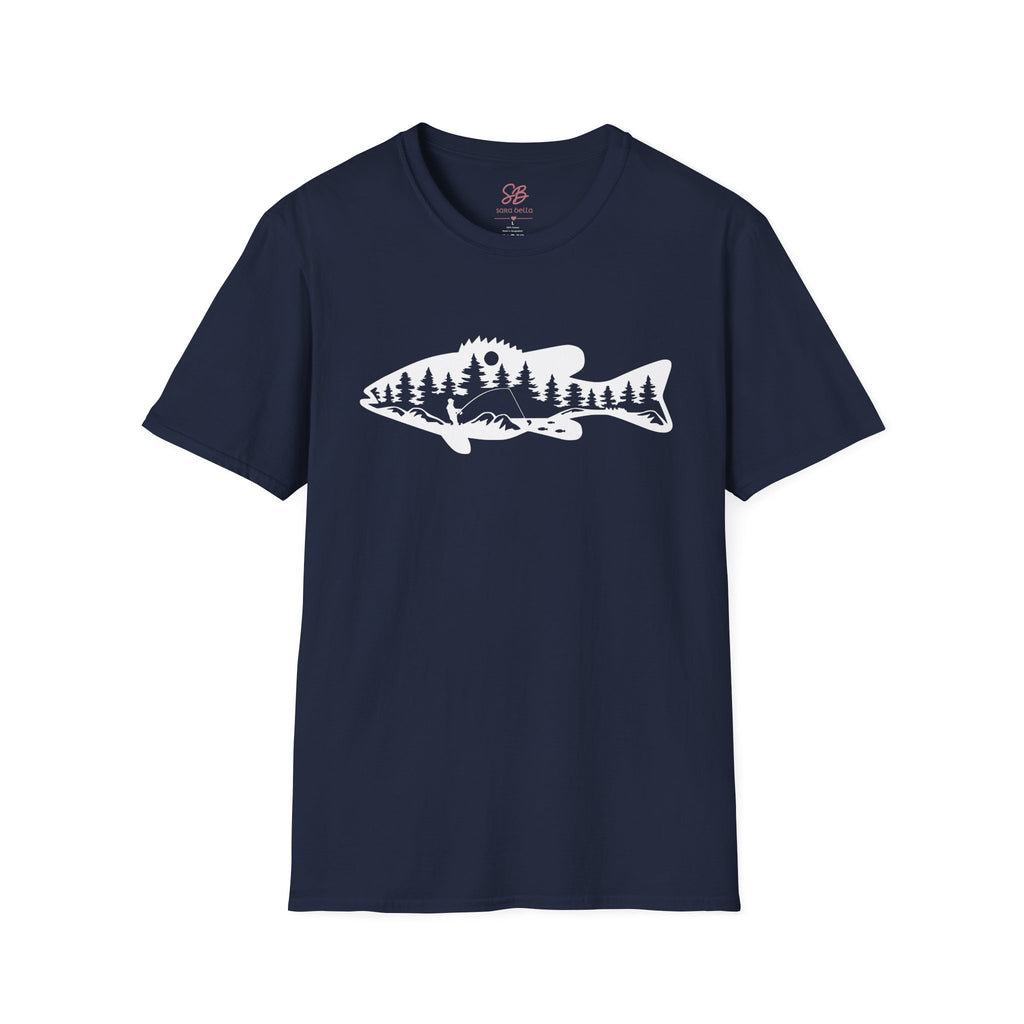 Bass Fisherman Landscape Fishing - T-Shirt