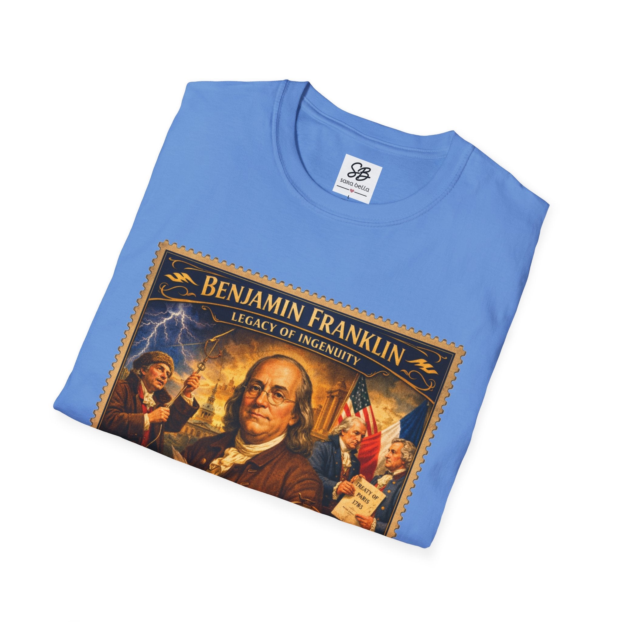 Benjamin Franklin "Founding Father Tribute' Vintage Stamp T Shirt