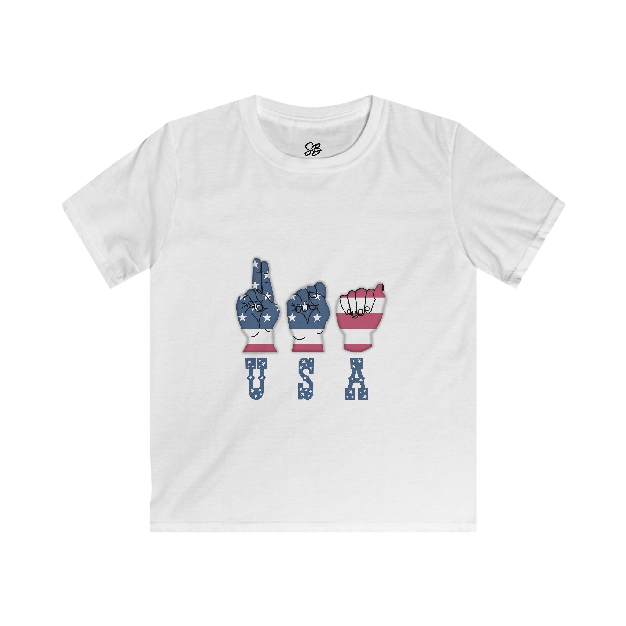 Kid Shirt - USA in fingers-spelled ASL (America Sign Language)