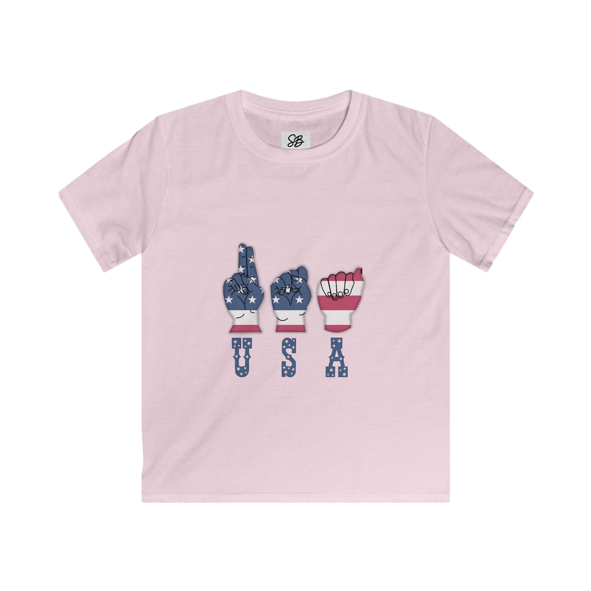 Kid Shirt - USA in fingers-spelled ASL (America Sign Language)
