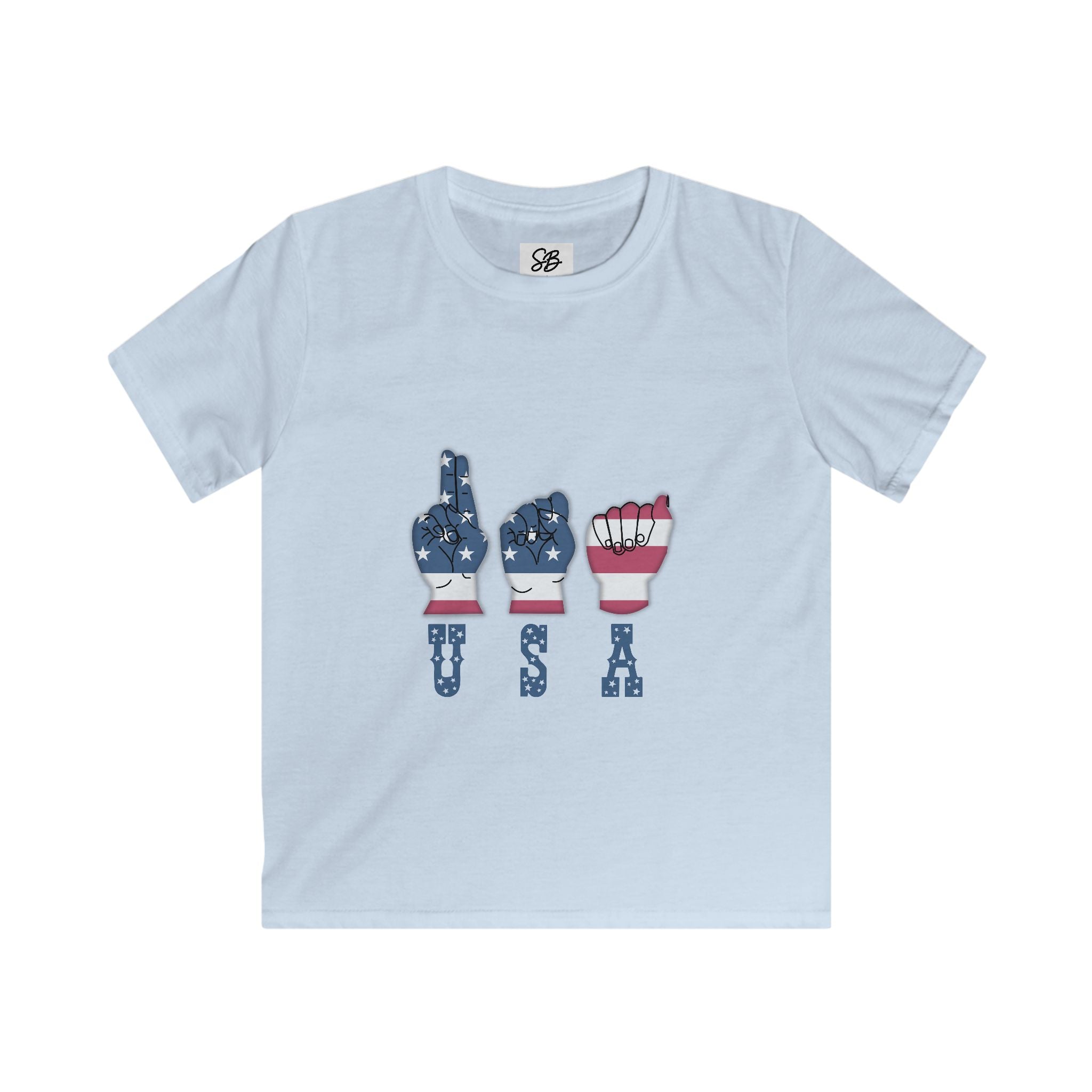 Kid Shirt - USA in fingers-spelled ASL (America Sign Language)