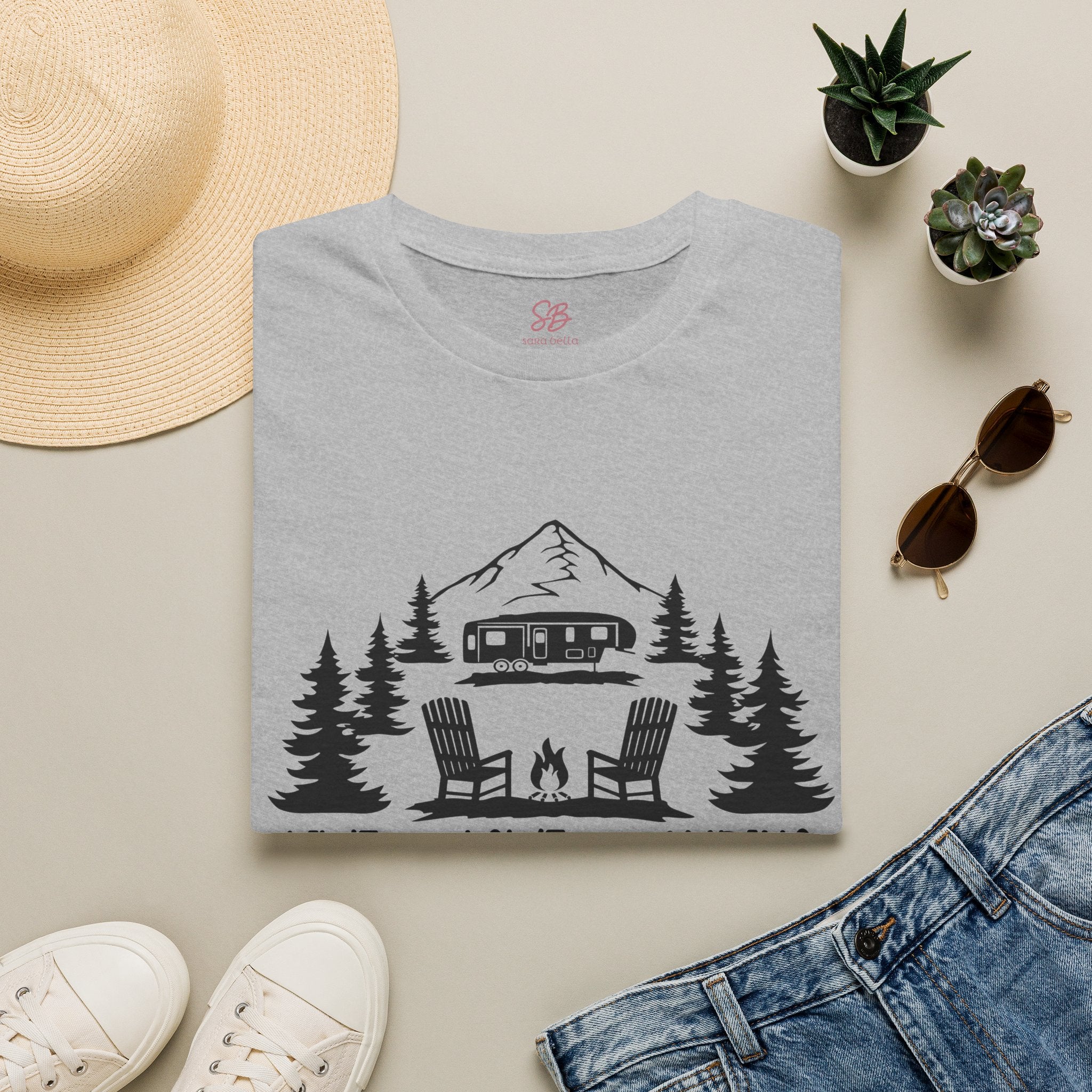 Live Love Camping in ASL (black ink) - T-Shirt