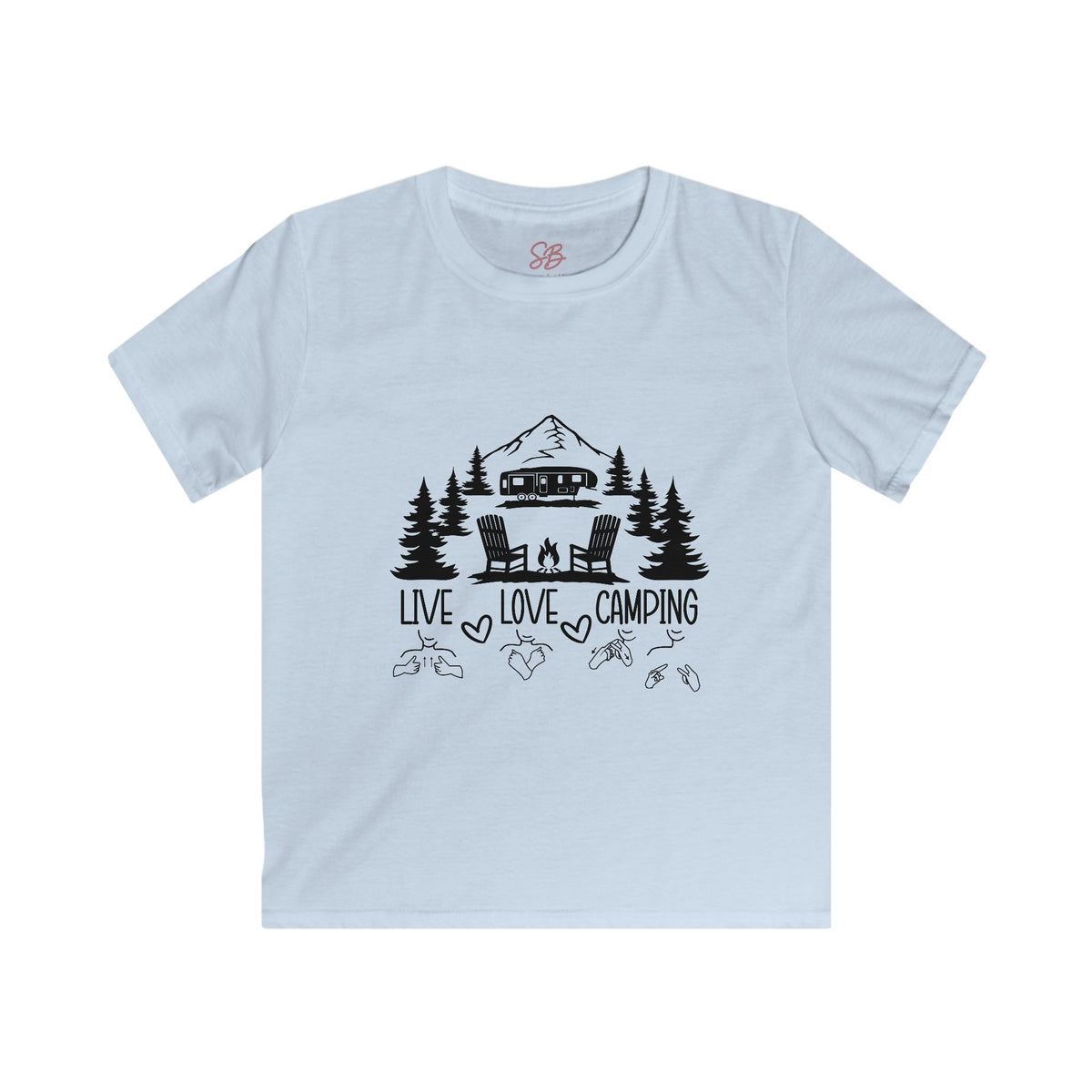 Live Love Camping in ASL (black ink) - Kid Shirt