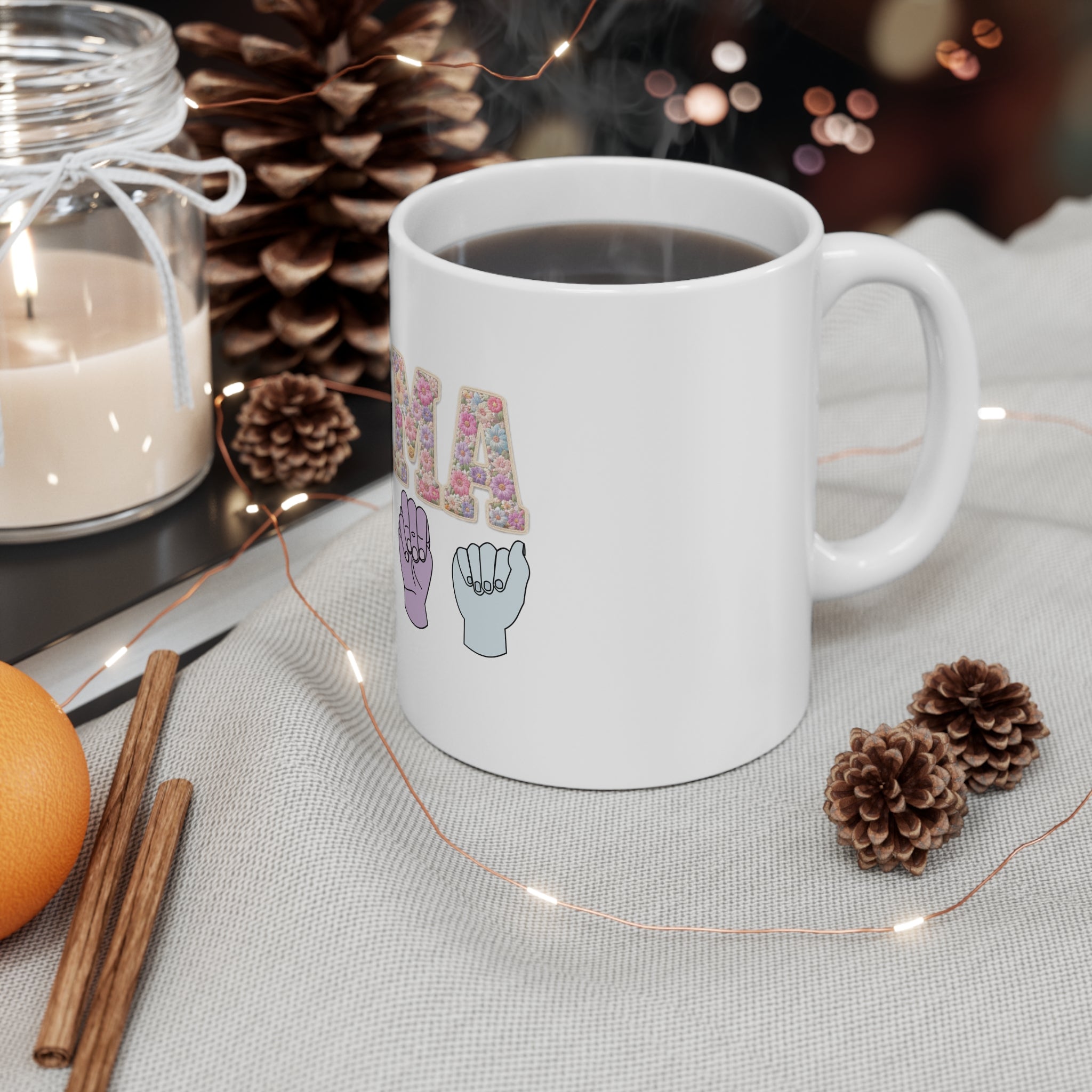 Mama Floral Sign Language Mug — 11oz Mother’s Day Coffee Cup
