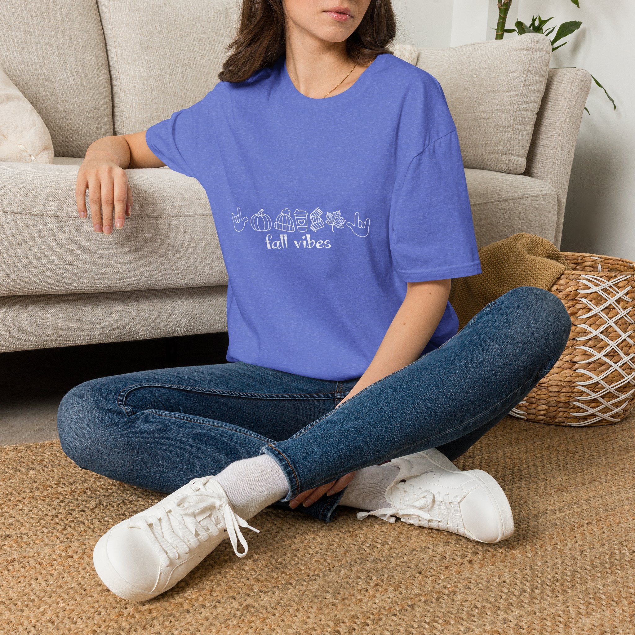 Fall Vibes with I Love you American Sign Language, ASL  - T-Shirt