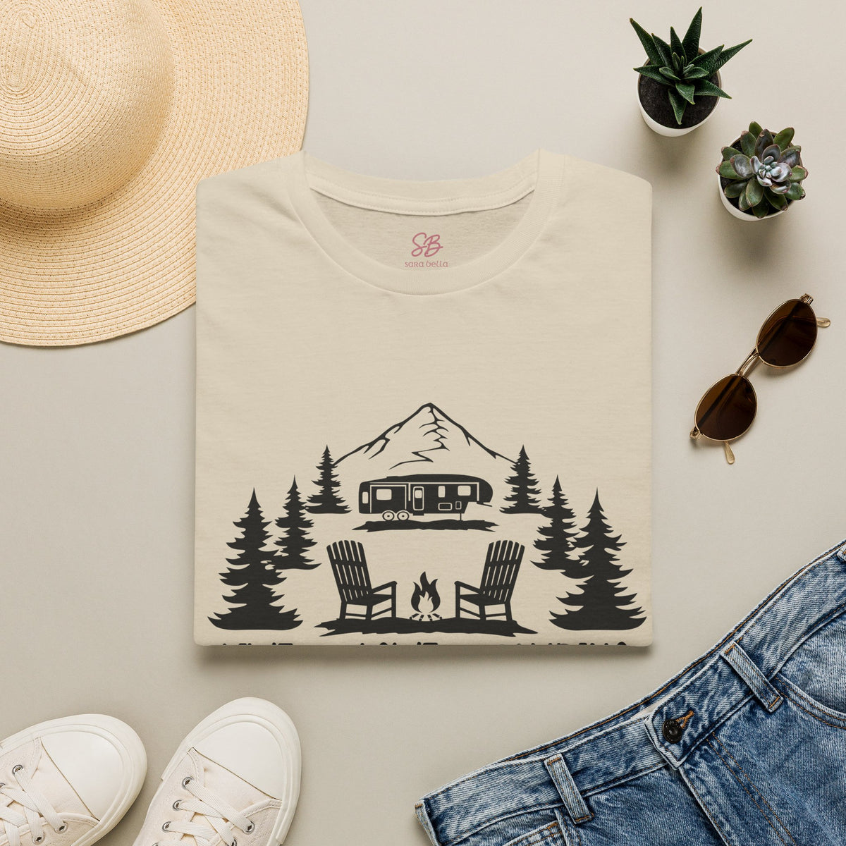 Live Love Camping in ASL (black ink) - T-Shirt
